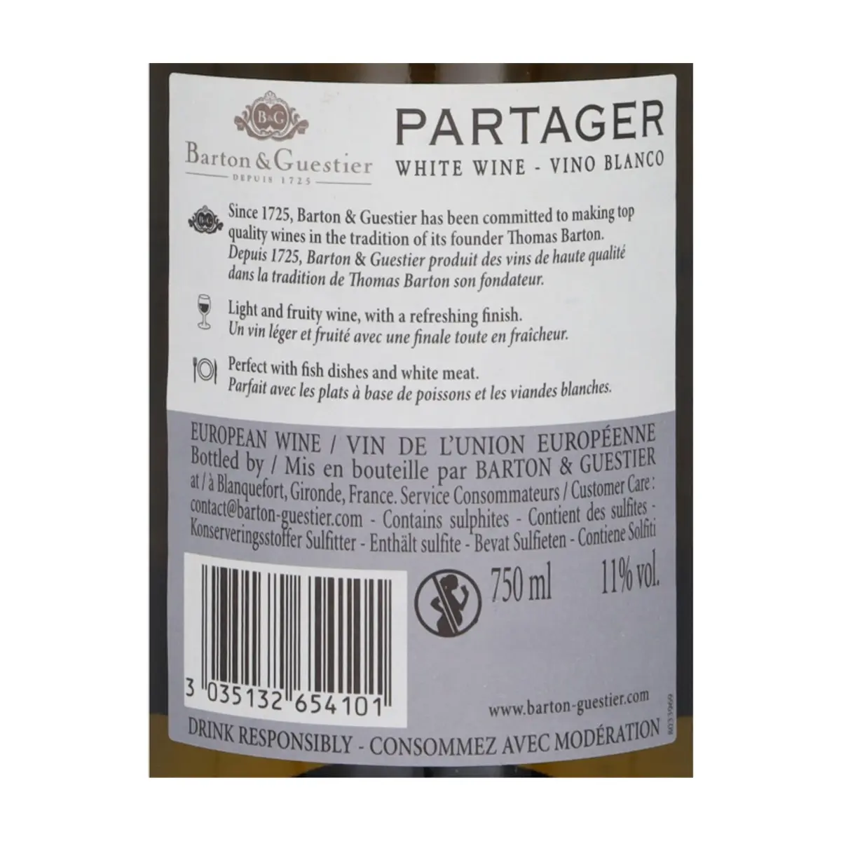 Vino blanco Partager Barton & Guestier (750 ml) - Thumbnail 2