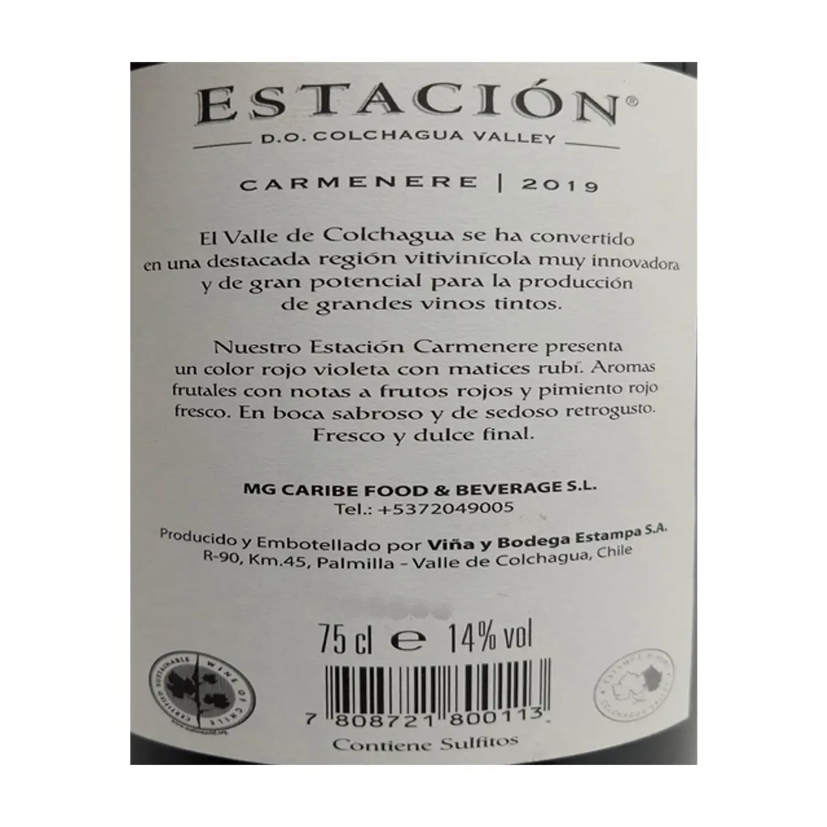 Vino tinto Carmenere Estación (750 ml) - Thumbnail 3