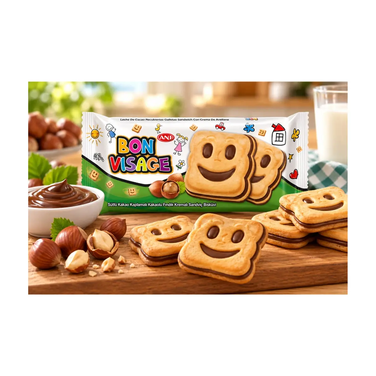 Galletas de vainilla con crema de cacao y avellanas Bon Visage Ani (40 g / 1.41 oz) - Miniatura 4
