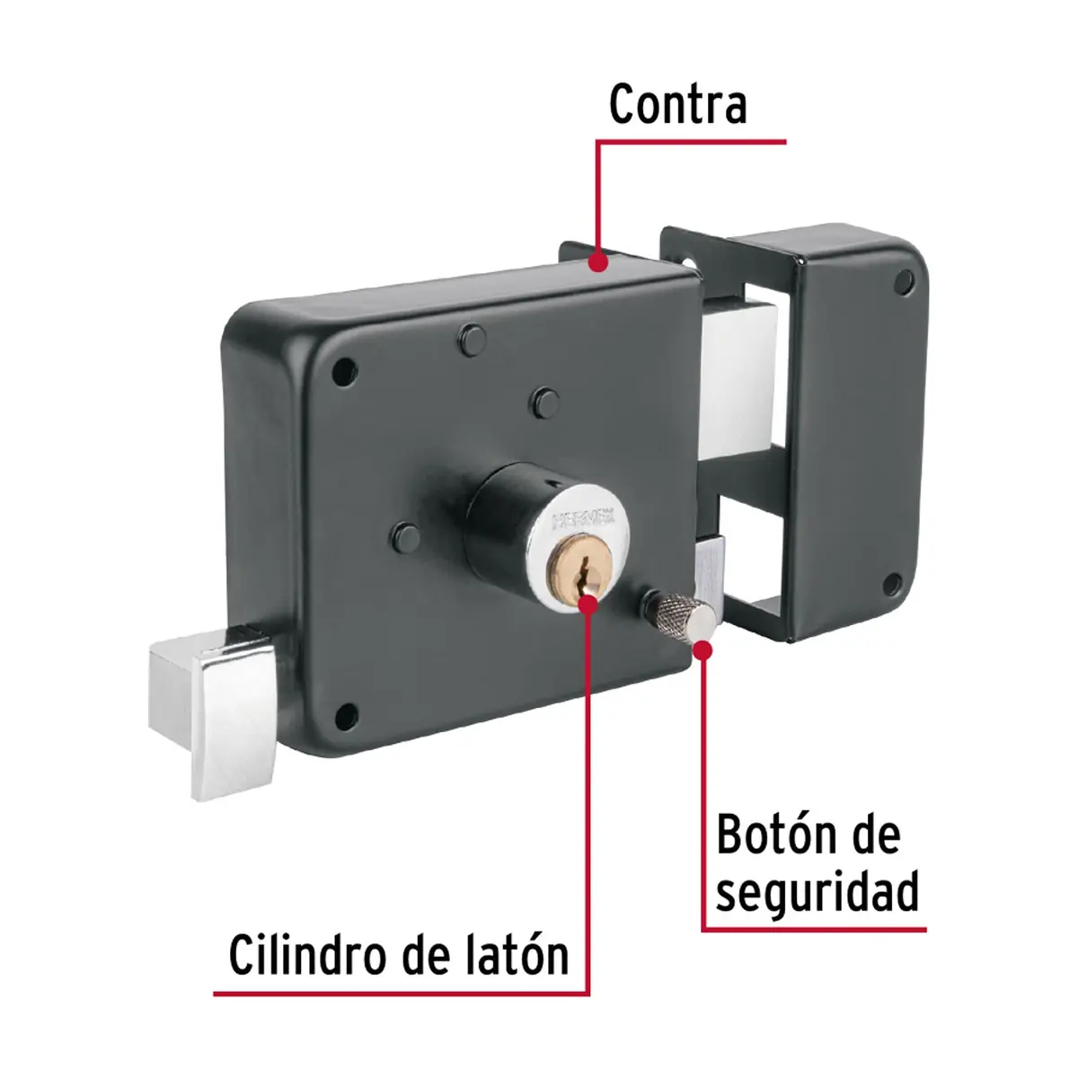 Cerradura de sobreponer derecha color negro mate Hermex CS-756D - Thumbnail 2