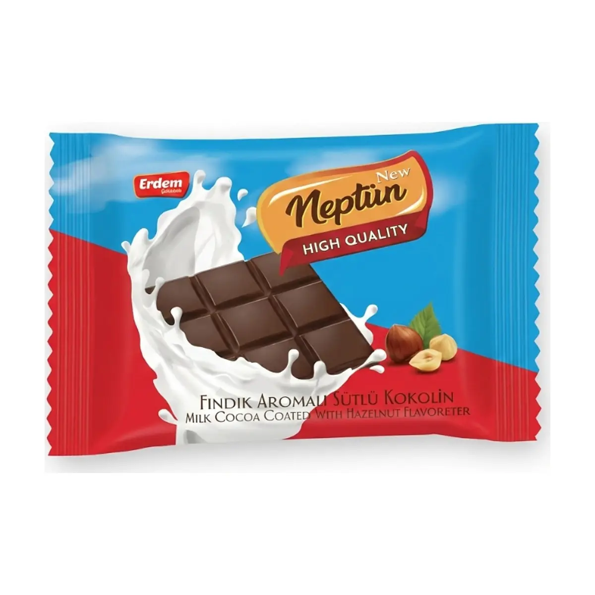 Barra de chocolate con leche sabor avellanas Neptun Erdem (50 g / 1.76 oz) - Miniatura 1
