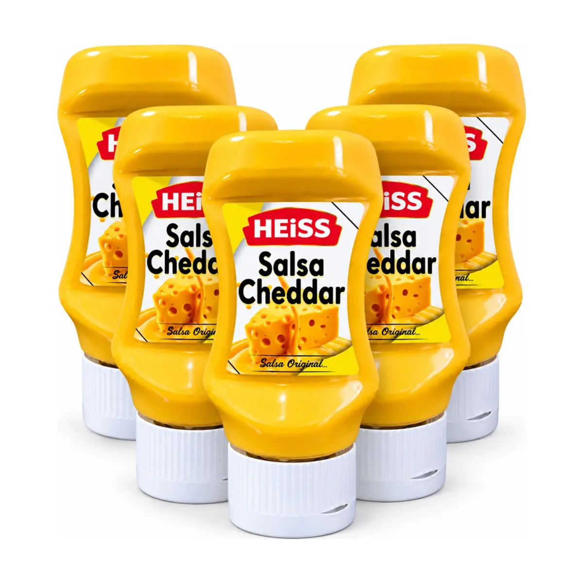 Salsa de queso cheddar HEISS (5 x 260 g / 9 oz)