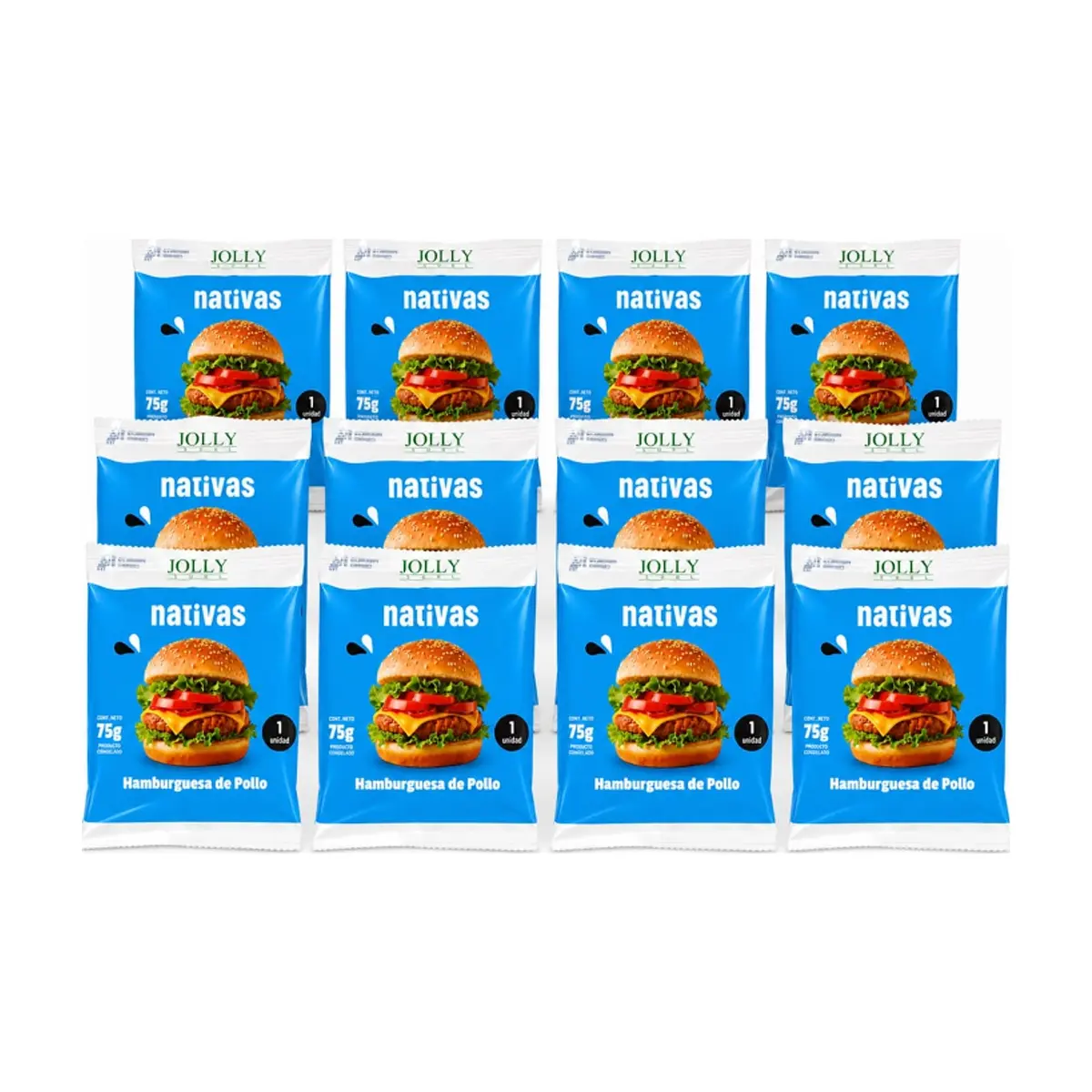 Hamburguesa de Pollo Nativas Jolly Surl ( 12 x 75 g / 2.6 oz)