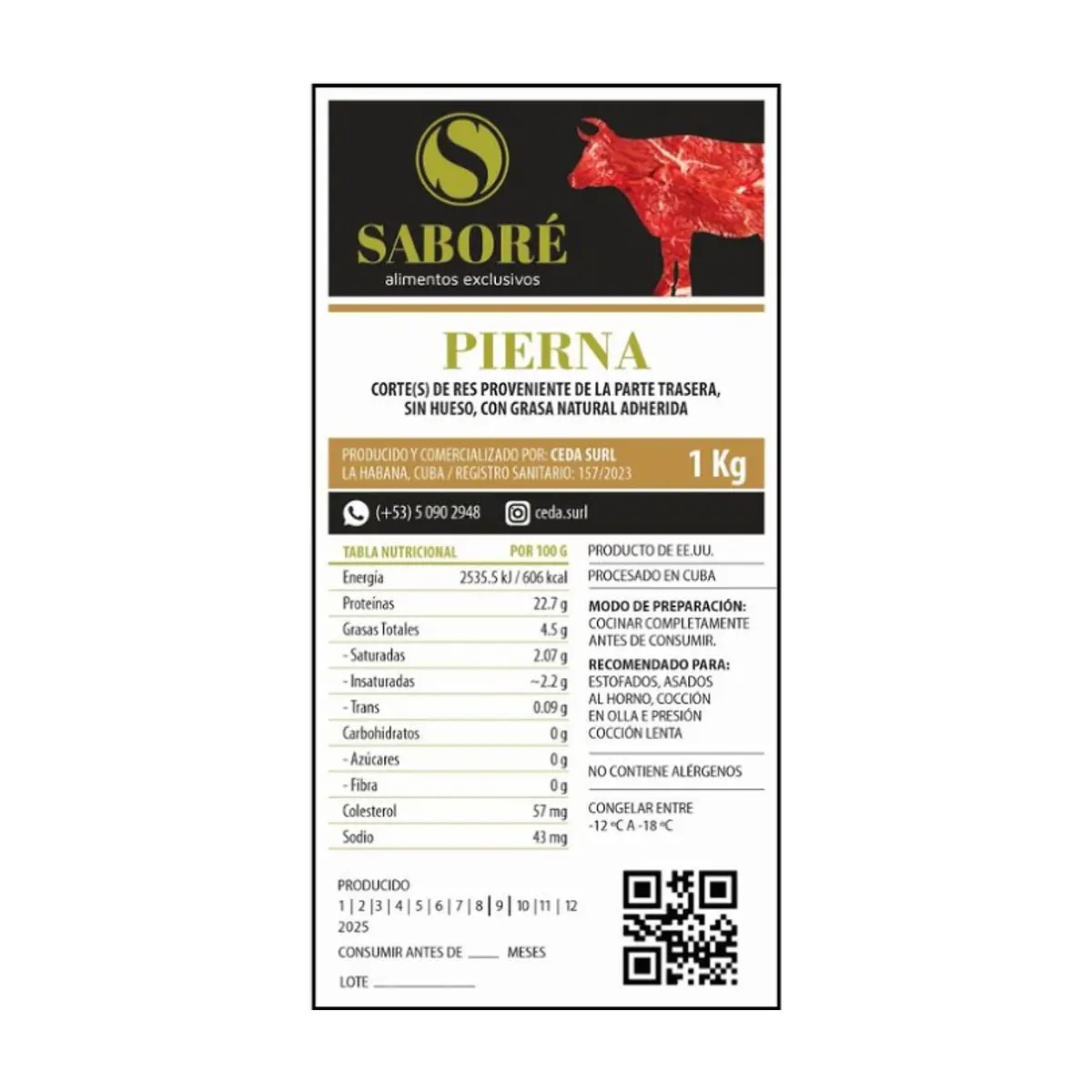 Pierna de res deshuesada Saboré (1 kg / 2.2 lb) - Thumbnail 3