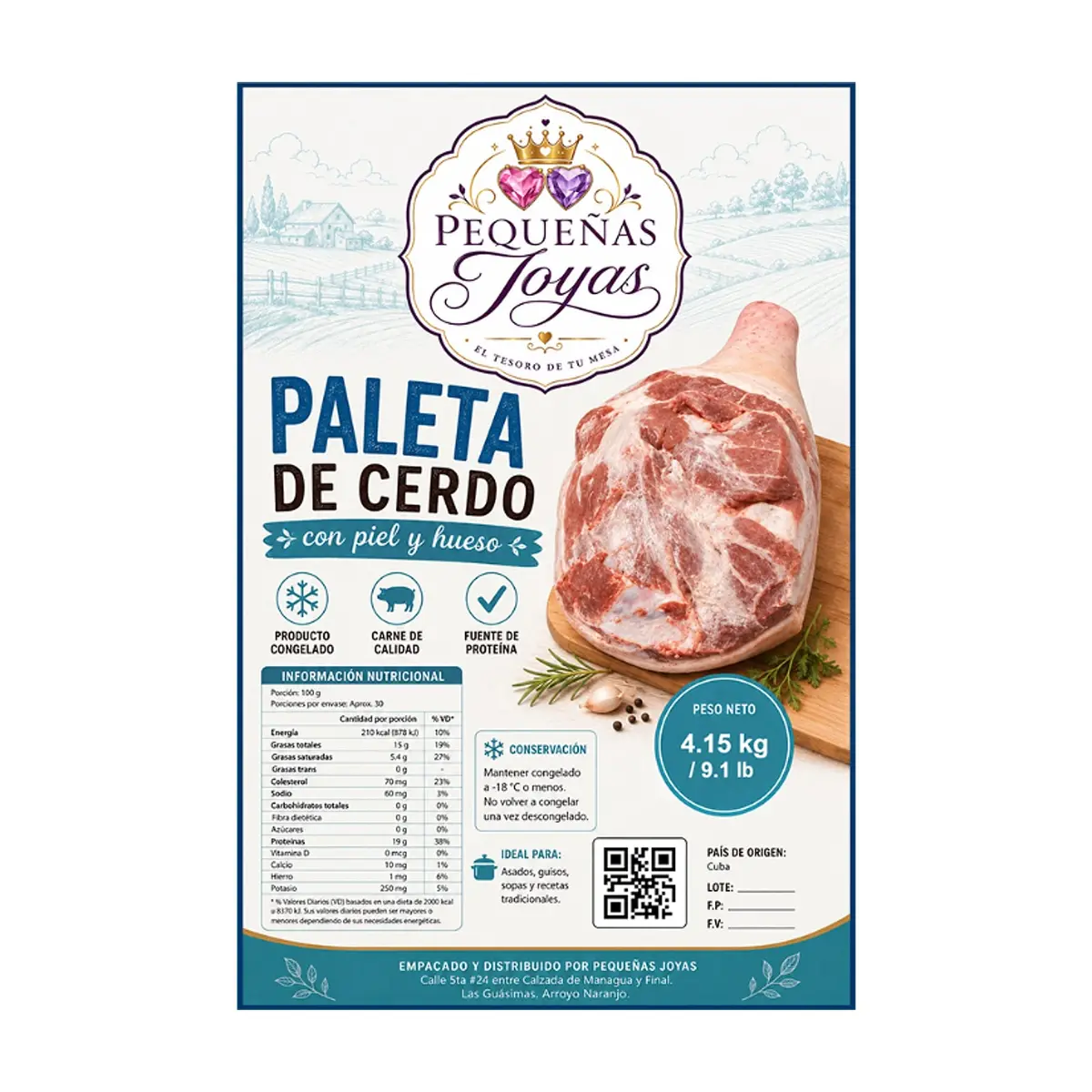 Paleta de cerdo con piel y hueso Pequeñas Joyas (4.15 kg / 9.1 lb) - Miniatura 2