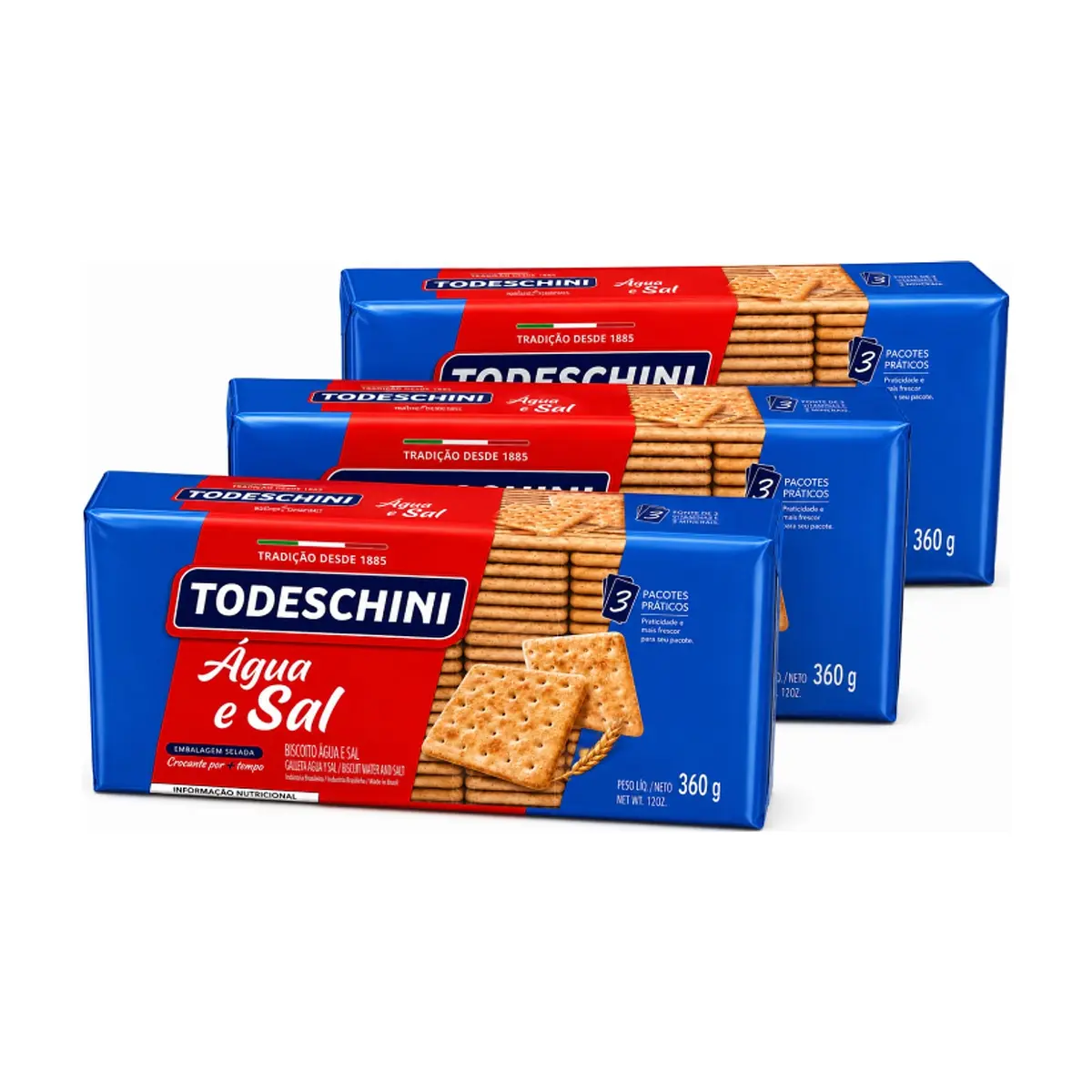 Galletas agua y sal Todeschini (3 x 360 g / 12 oz)