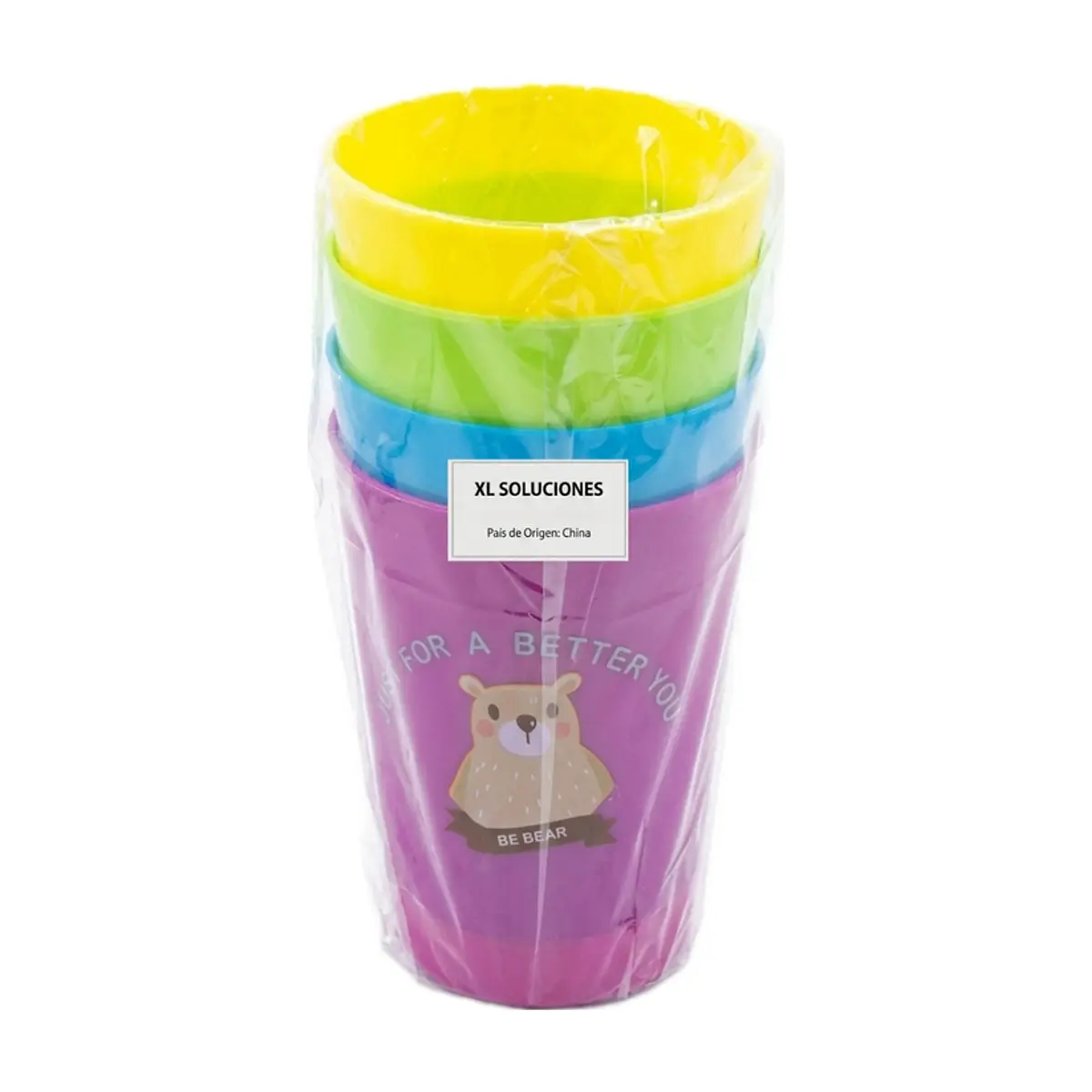 Set de vasos plásticos infantiles con diseños de animales XL Soluciones (4 U) - Thumbnail 2