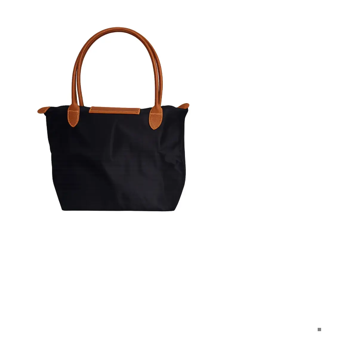 Bolso de nailon negro plegable con detalles camel y asas extraíbles Isabella - Thumbnail 4