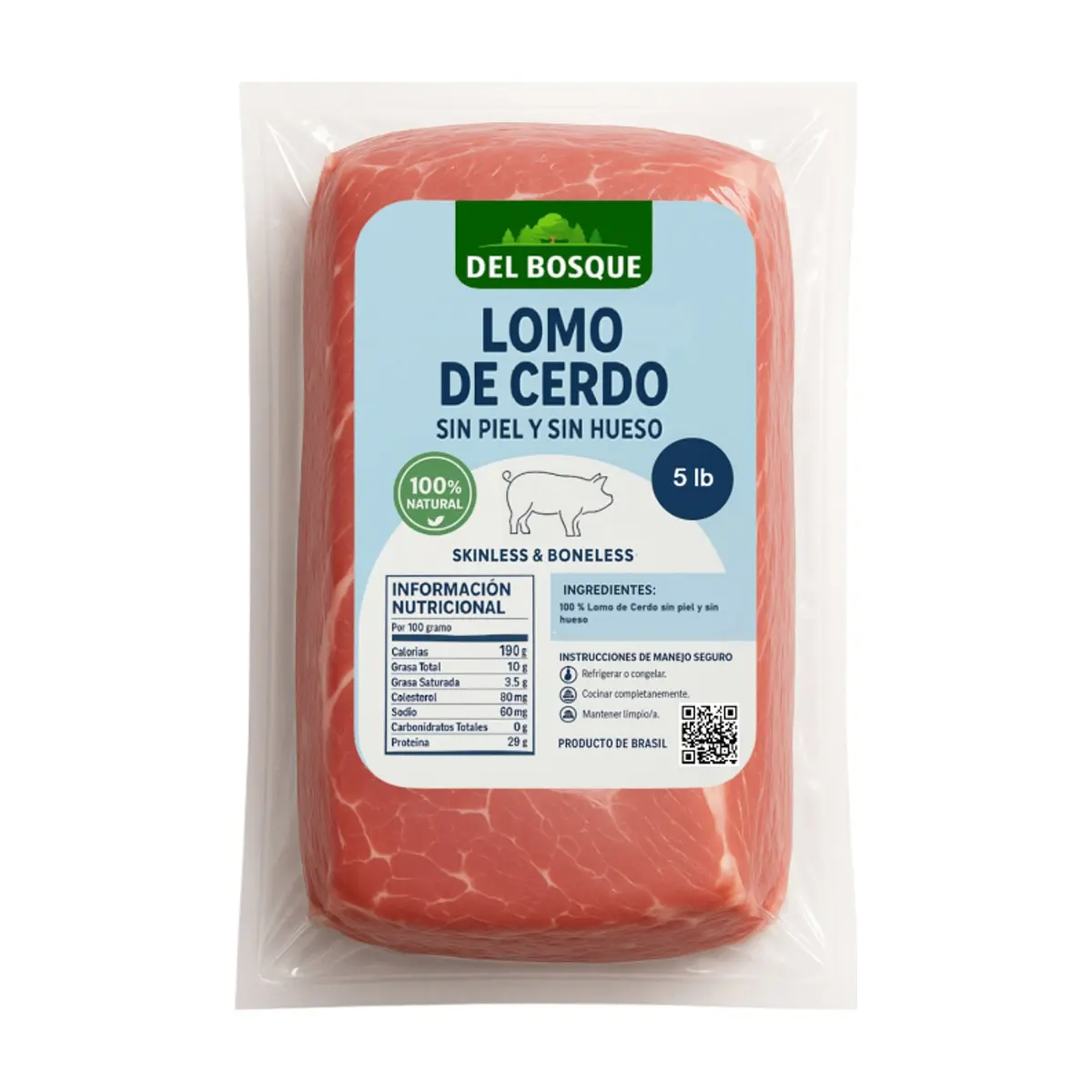 Lomo de cerdo sin piel y sin hueso Del Bosque (2.27 kg / 5 lb)