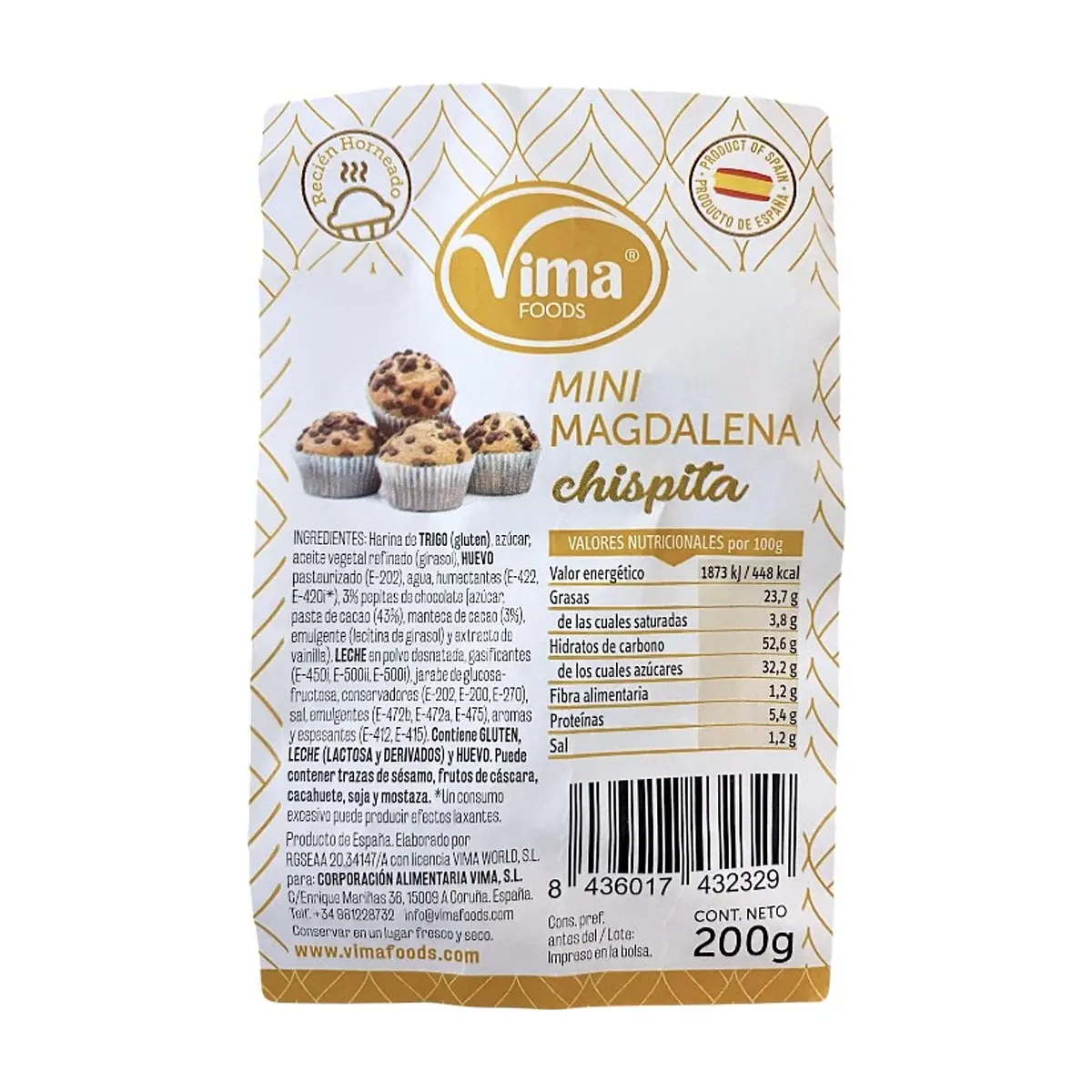 Mini magdalena chispita Vima Foods (200 g / 7.05 oz) - Thumbnail 3