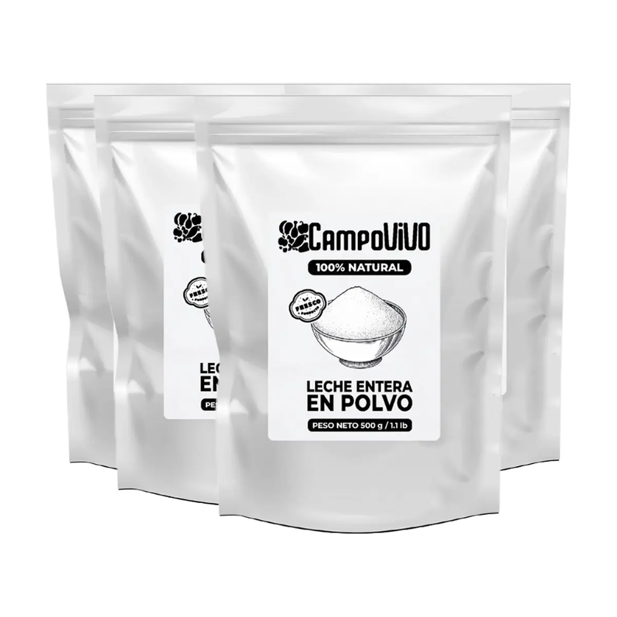 Leche entera en polvo Campo Vivo (4 x 500 g / 1.1 lb)