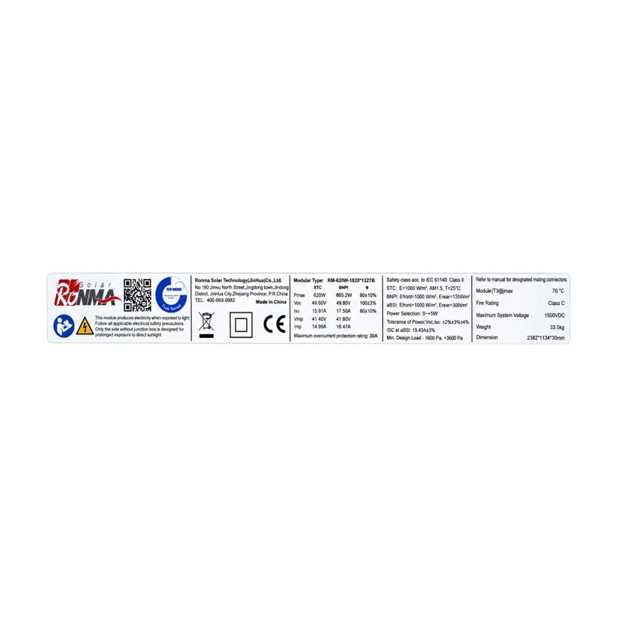 Panel Solar Bifacial 620W RONMA - Thumbnail 3
