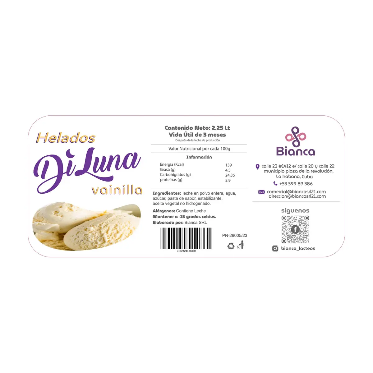 Helado sabor vainilla DiLuna (2.25 L) - Thumbnail 2