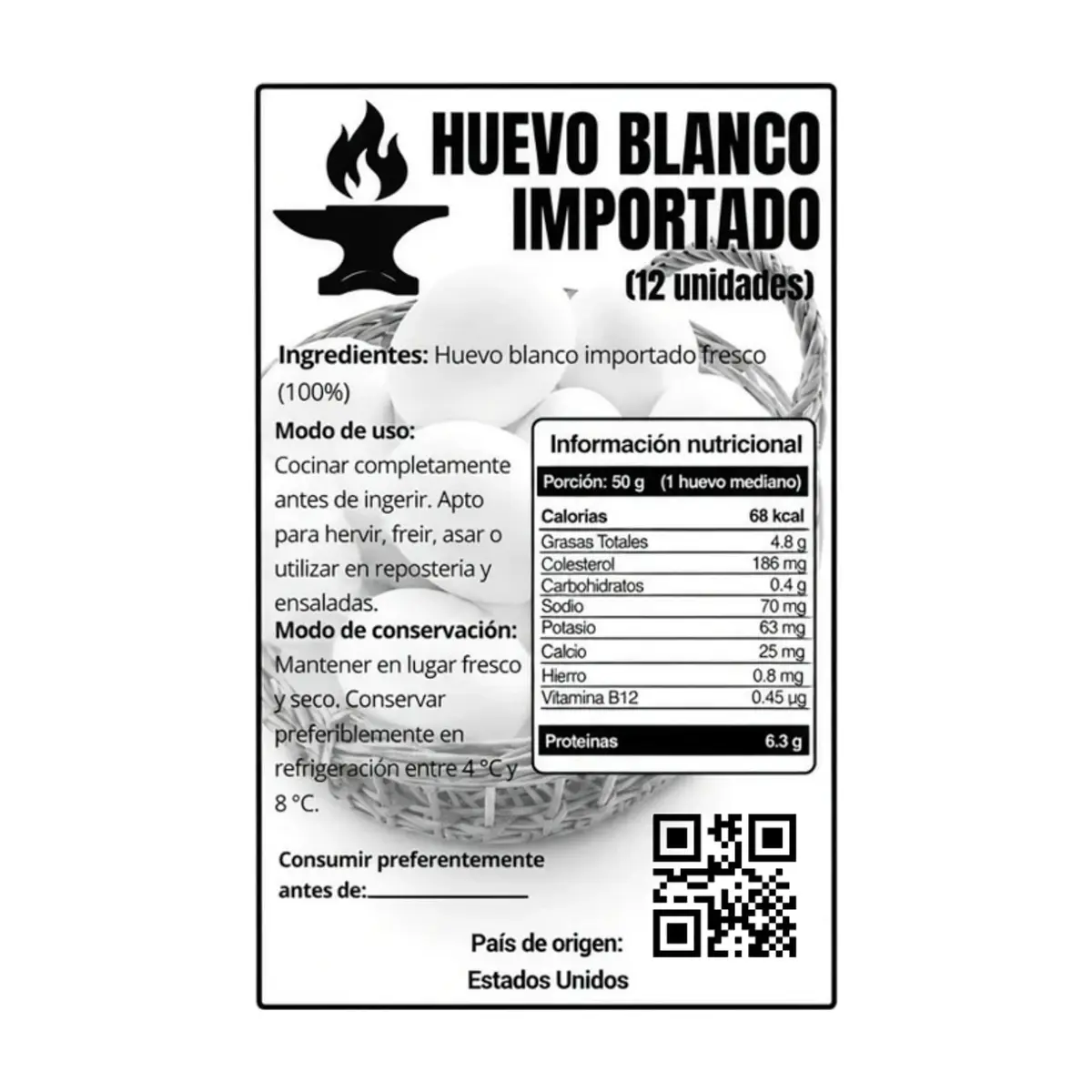 Huevos blanco importado Yunque ( 2 x 12 U) - Thumbnail 3