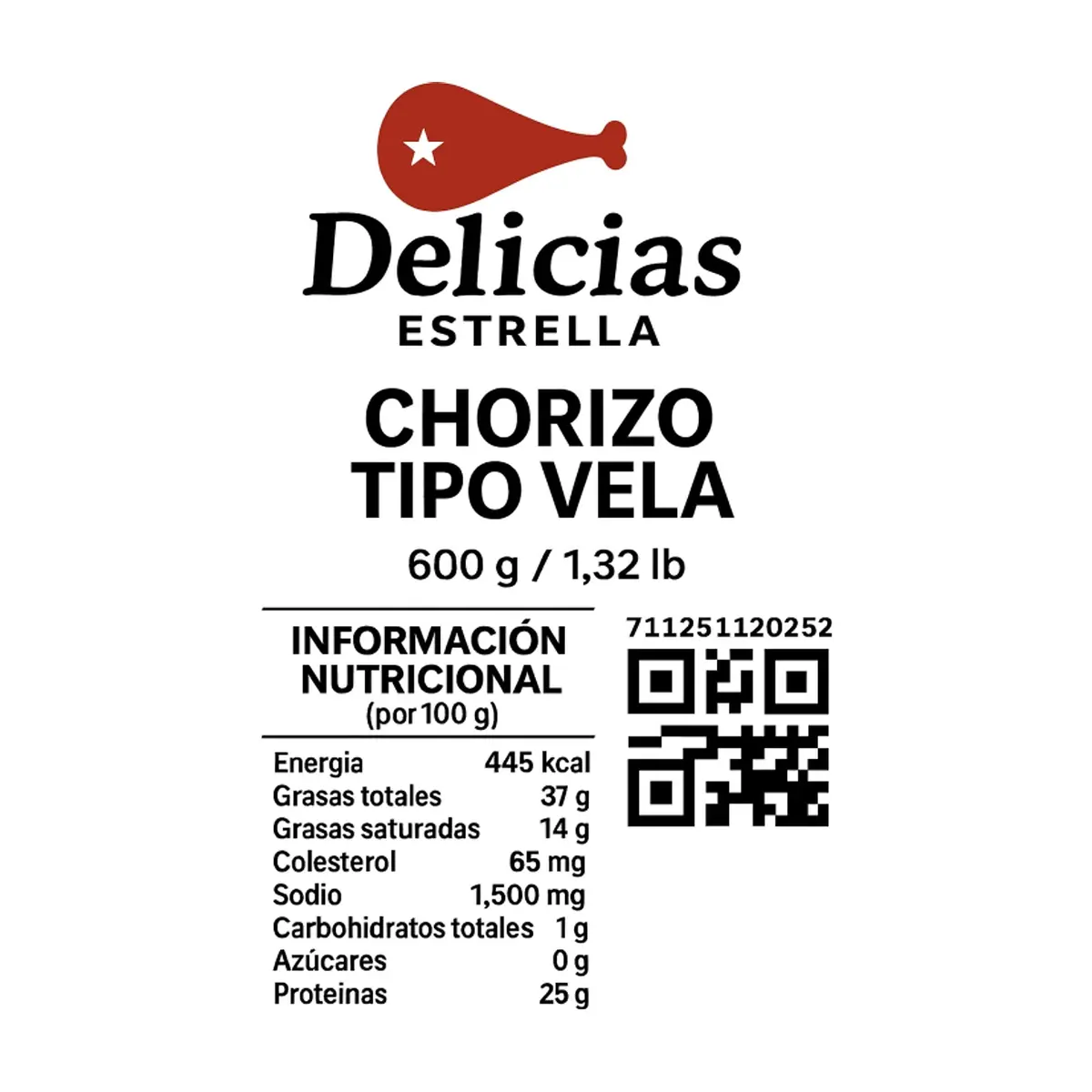Chorizo tipo vela Delicias Estrella (600 g / 1.32 lb) - Thumbnail 3