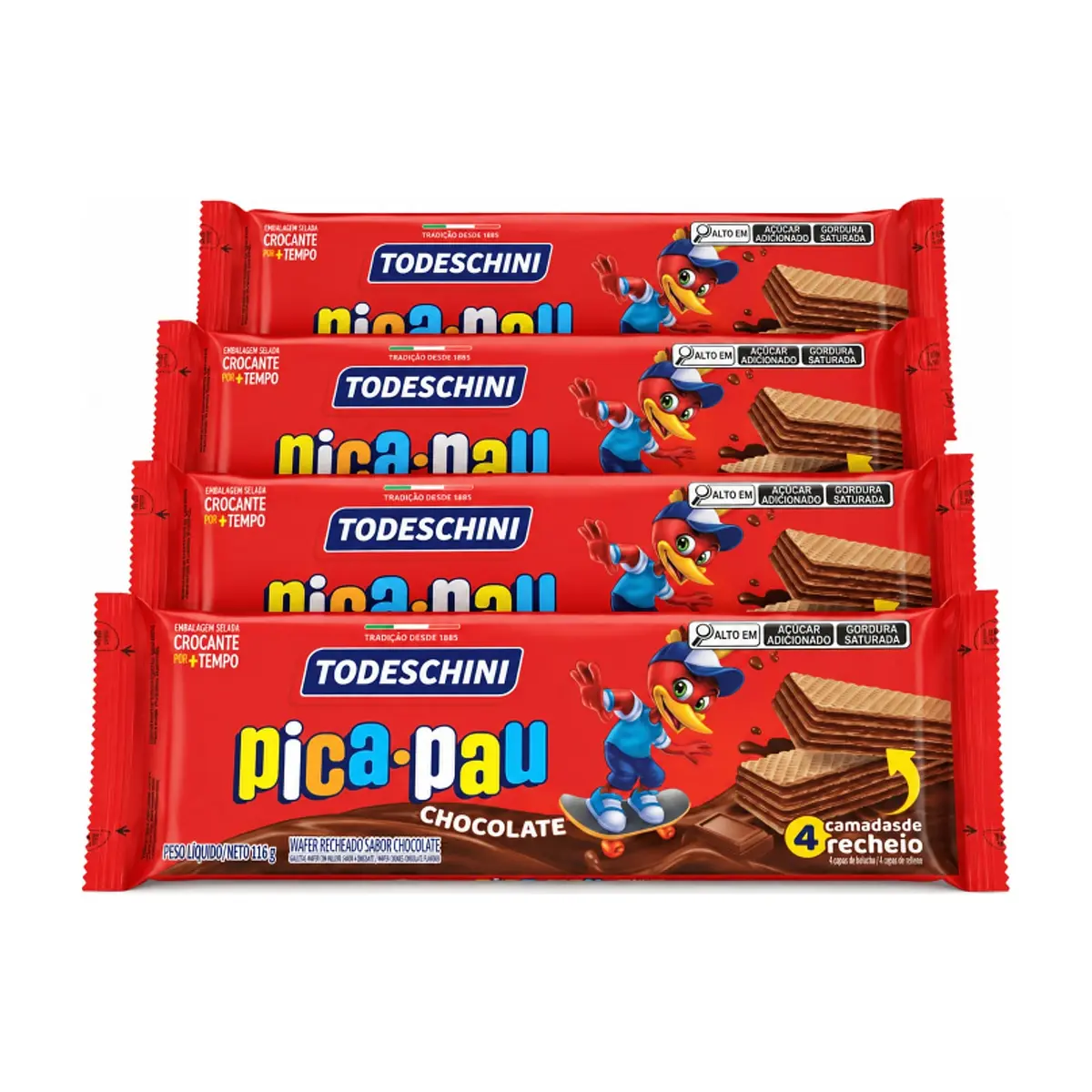 Sorbeto de chocolate pica-pau Todeschini (4 x 115 g / 4.06 oz) - Imagen 1