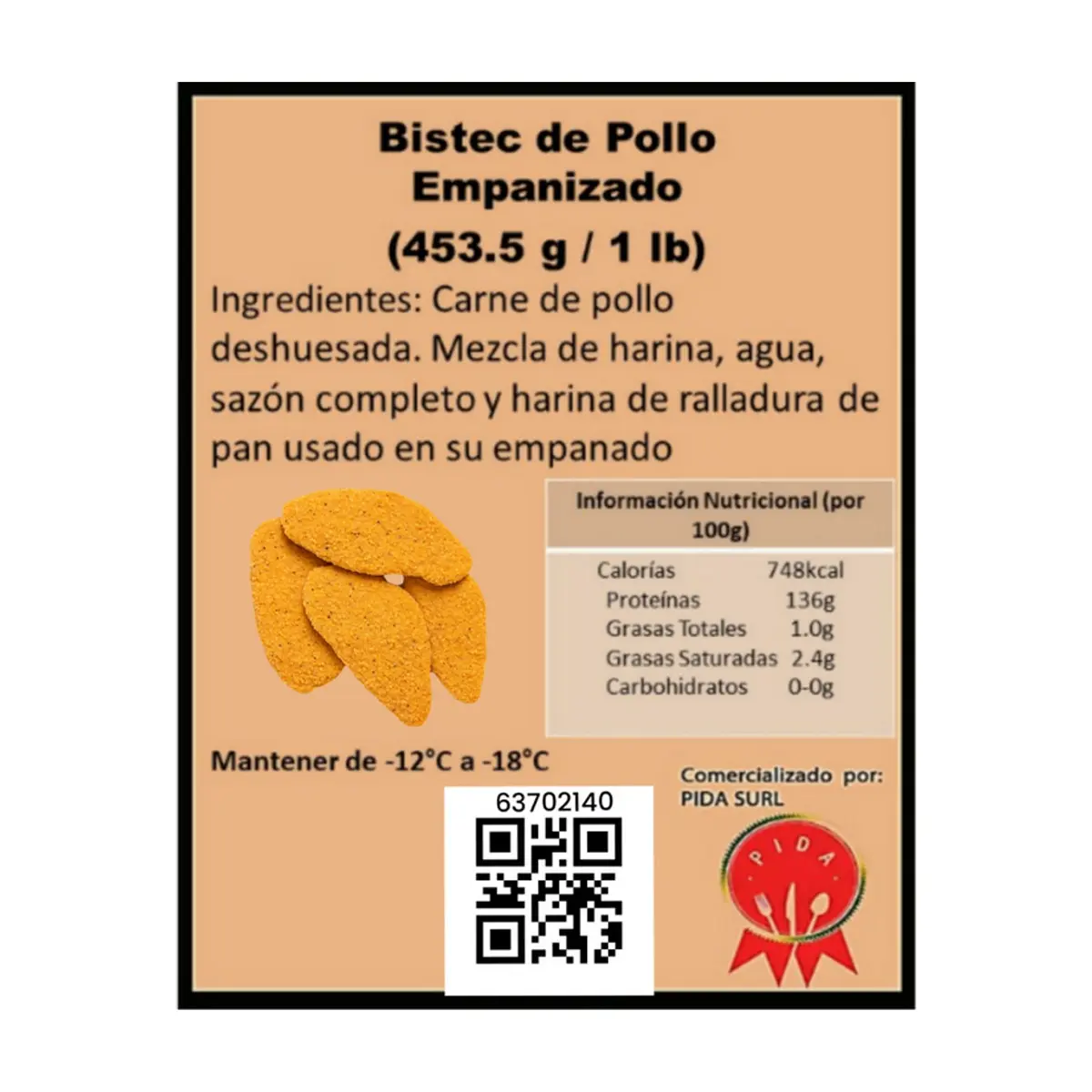 Bistec de pollo empanizado Pida (453.5 g / 1 lb) - Thumbnail 2