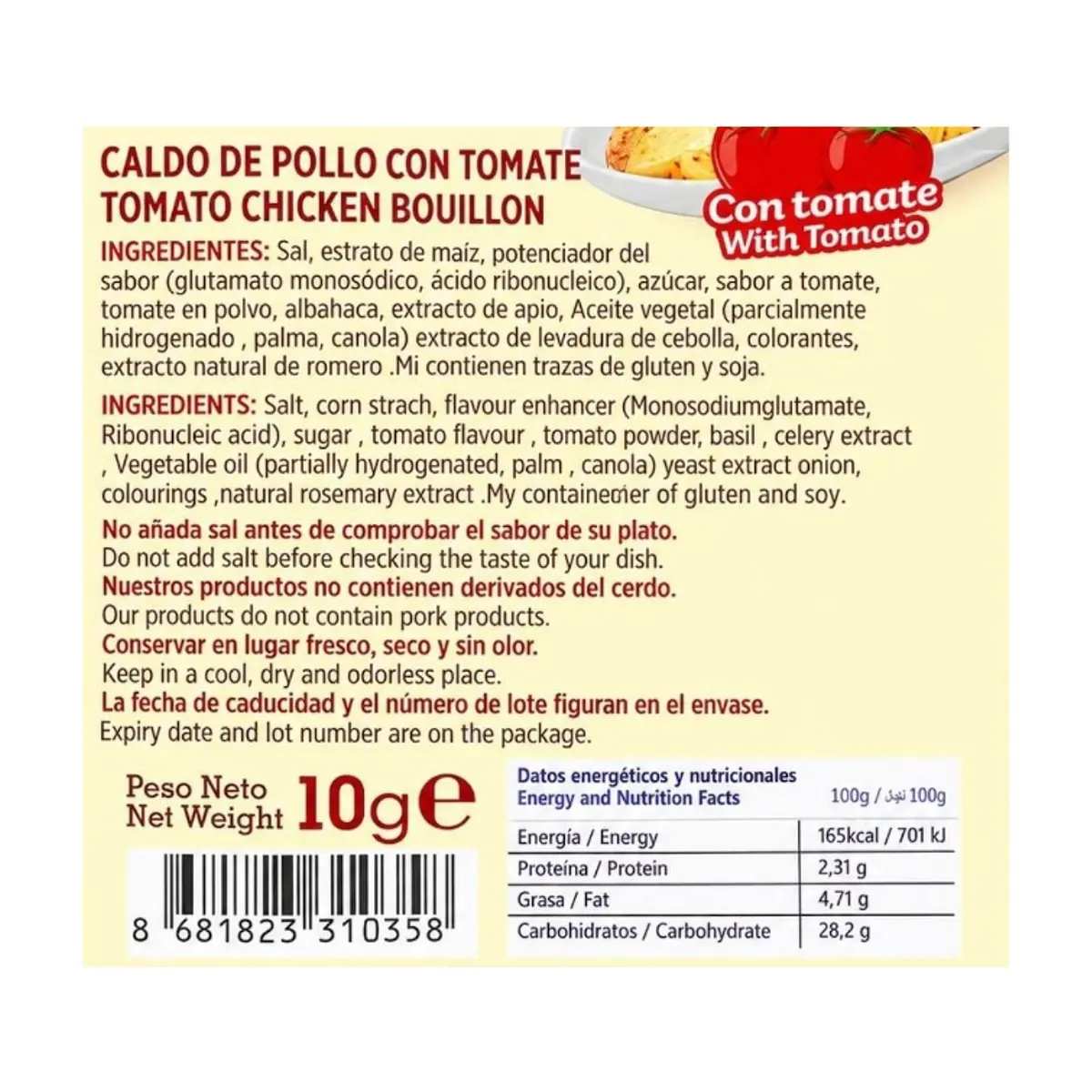 Caldo de pollo con tomate Tuti Tuti (10 g / 0.35 oz) - Thumbnail 3