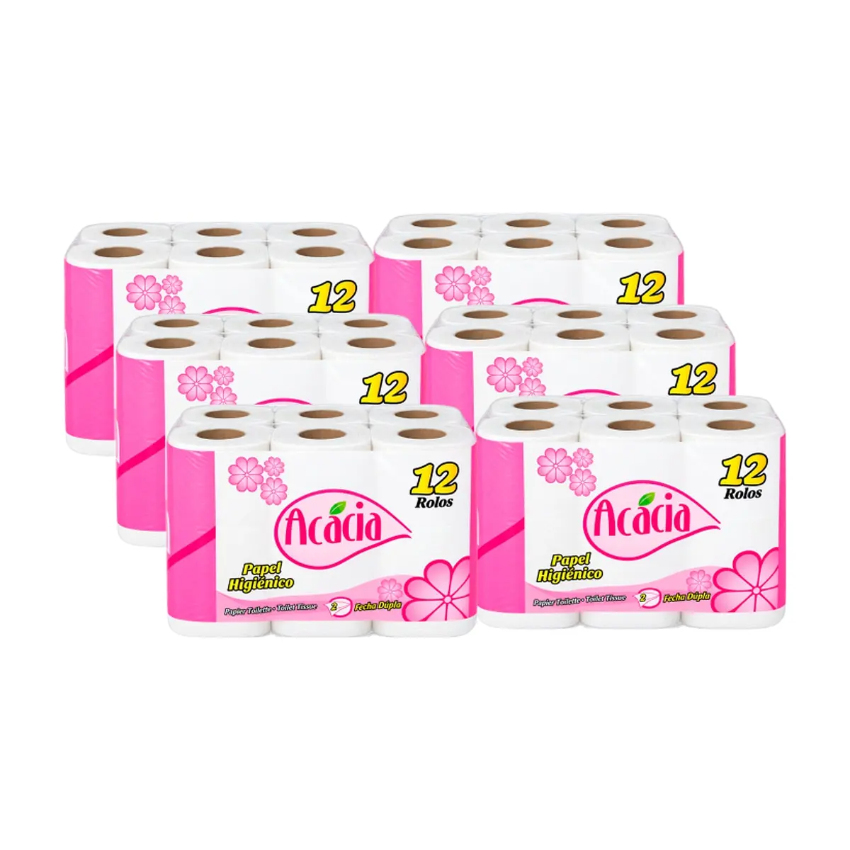 Papel sanitario doméstico doble hoja Acácia (6 x 12 U)