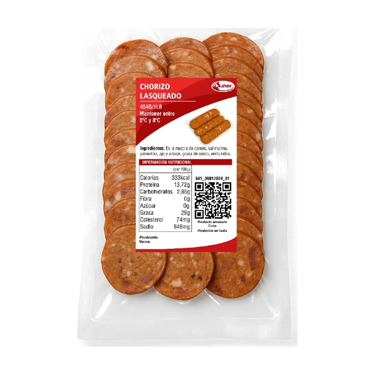 Chorizo vela lasqueado Jimm (454 g / 1 lb) - Miniatura 1
