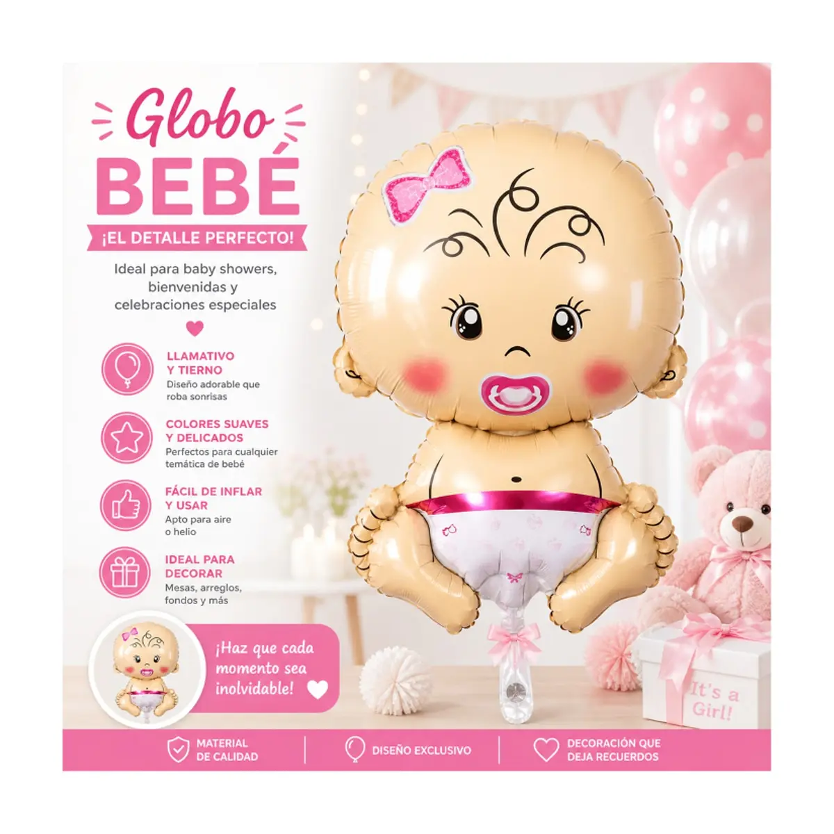 Globo de bebé niña 26.8 pulgadas Balloon - Thumbnail 3