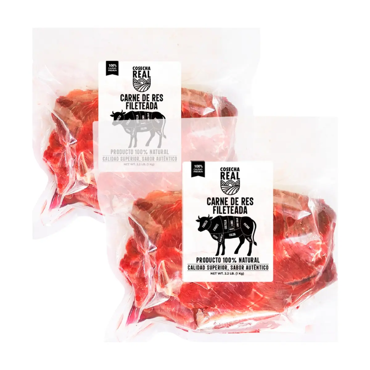 Carne de res fileteada Cosecha Real (2 x 1 kg / 2.2 lb)