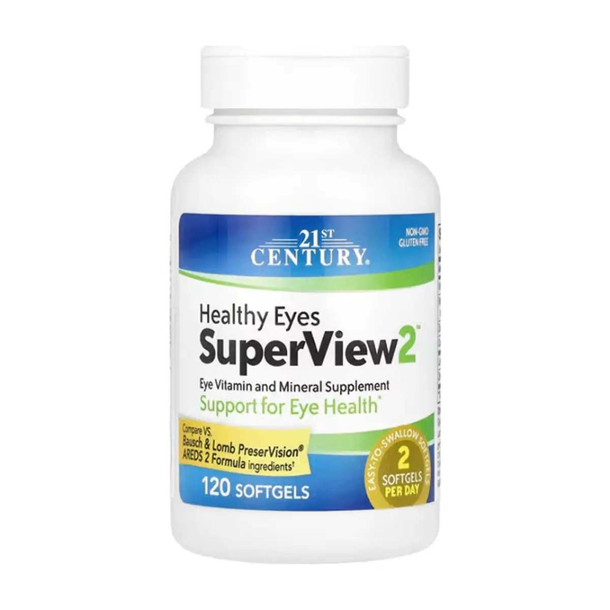 Suplemento de vitaminas y minerales Super Vision2 21st Century (120 cápsulas blandas)