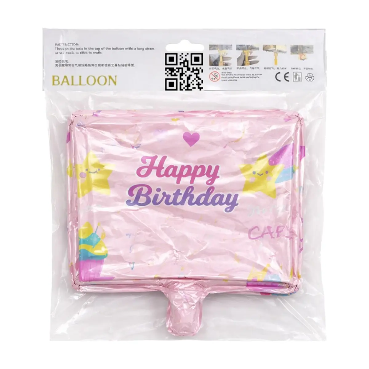 Globo de marco de fotografía Happy birthday rosado - Thumbnail 3