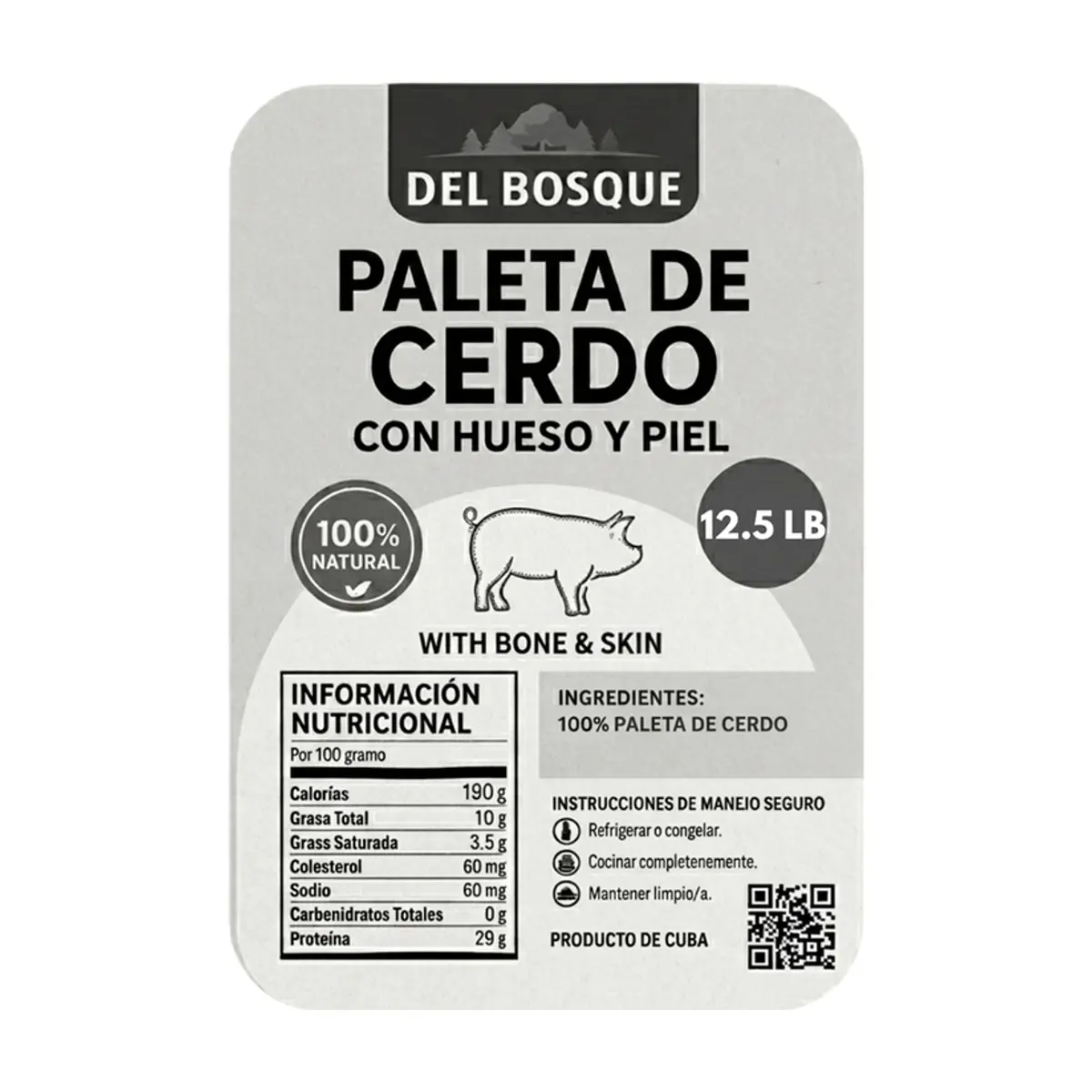 Paleta de cerdo con piel y hueso Del Bosque (5.67 kg / 12.5 lb) - Miniatura 3