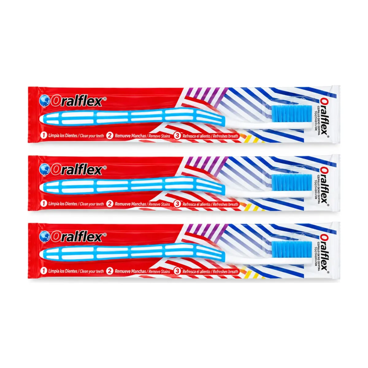 Cepillo de dientes azul Oralflex (3 x 1 U)
