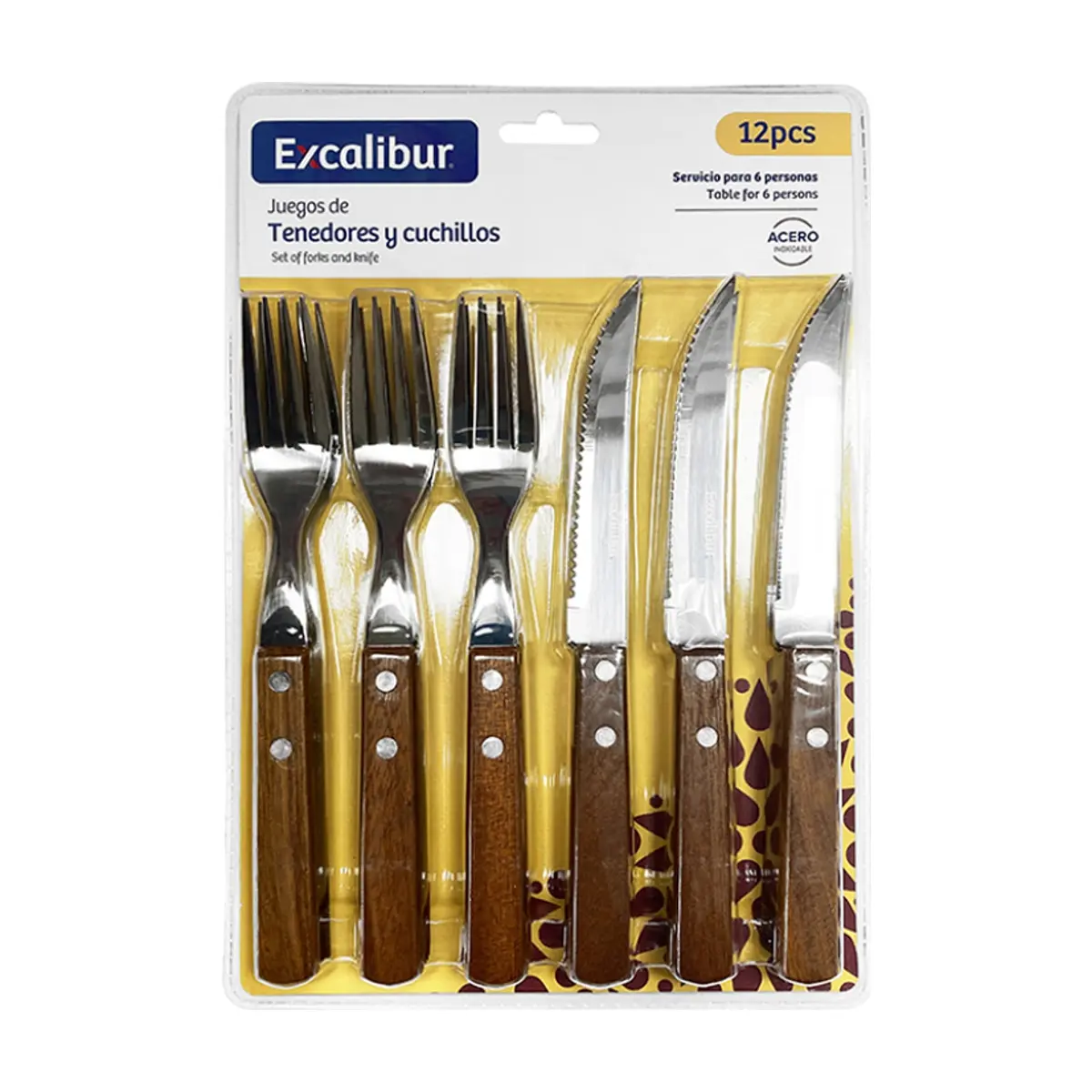 Juego de cubiertos de 12 piezas - tenedor y cuchillo - para 6 comensales Excalibur - Miniatura 1