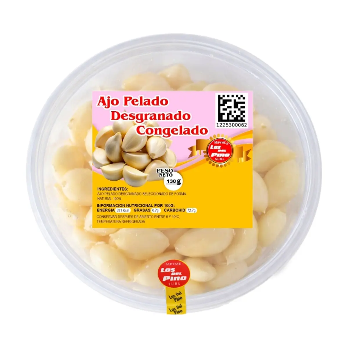 Ajo pelado desgranado congelado Los del Pino (130 g / 4.58 oz)
