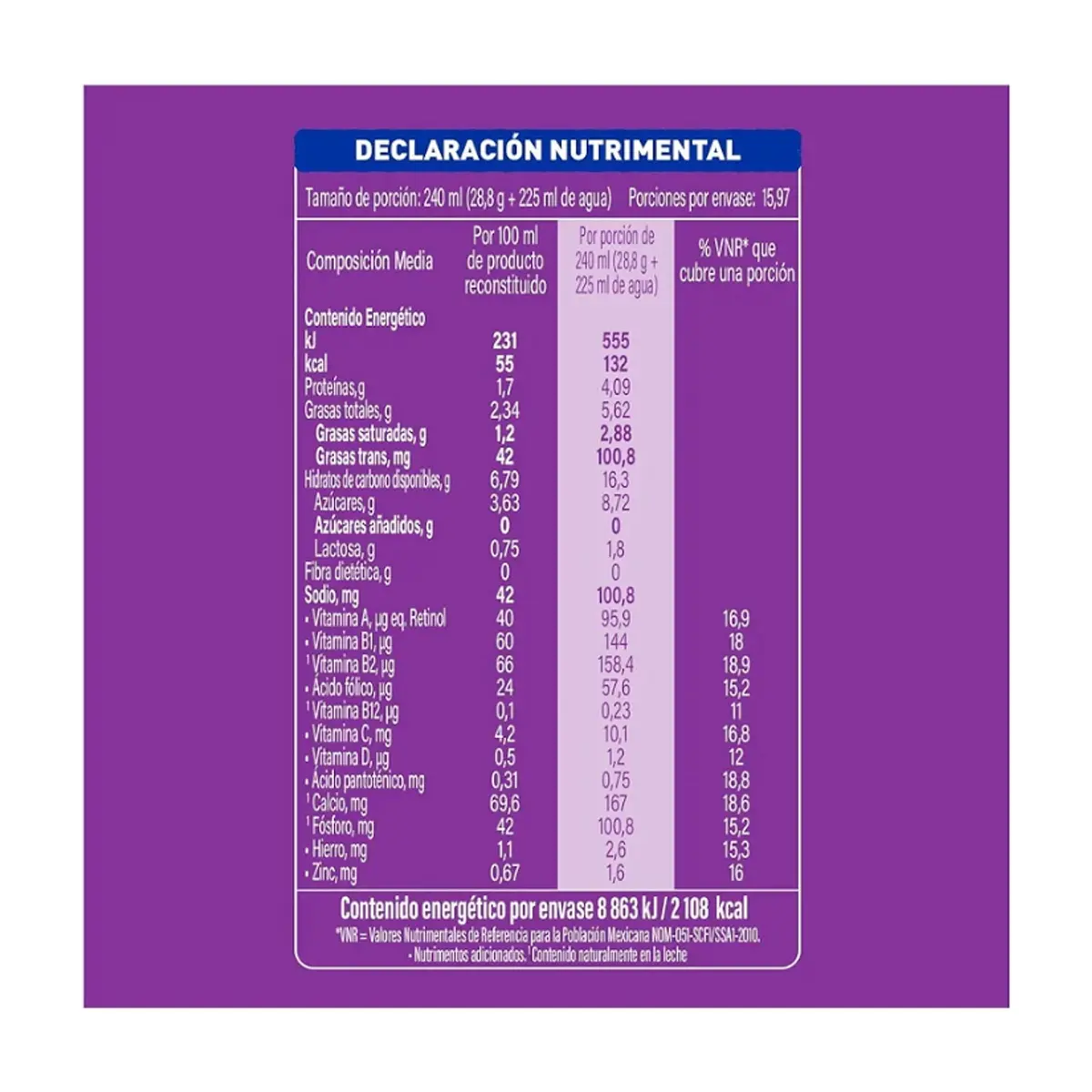 Alimento en polvo deslactosado para preparar bebidas a base de leche y grasa vegetal, adicionado con vitaminas y minerales Nestlé Carnation (460 g / 1 Lb) - Thumbnail 5