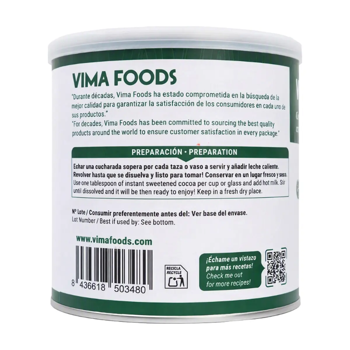 Cacao soluble en polvo Vimacao Vima Foods (500 g / 1.1 lb) - Thumbnail 2