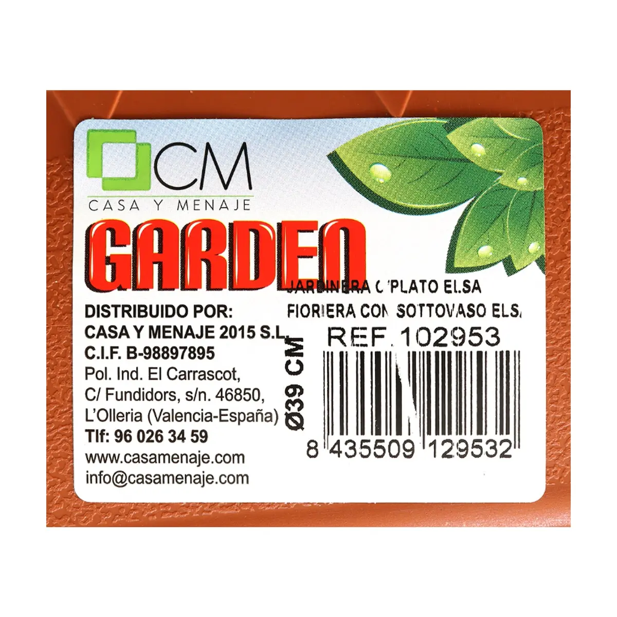 Jardinera plástica Elsa con plato 39 cm Casa y Menaje - Thumbnail 2