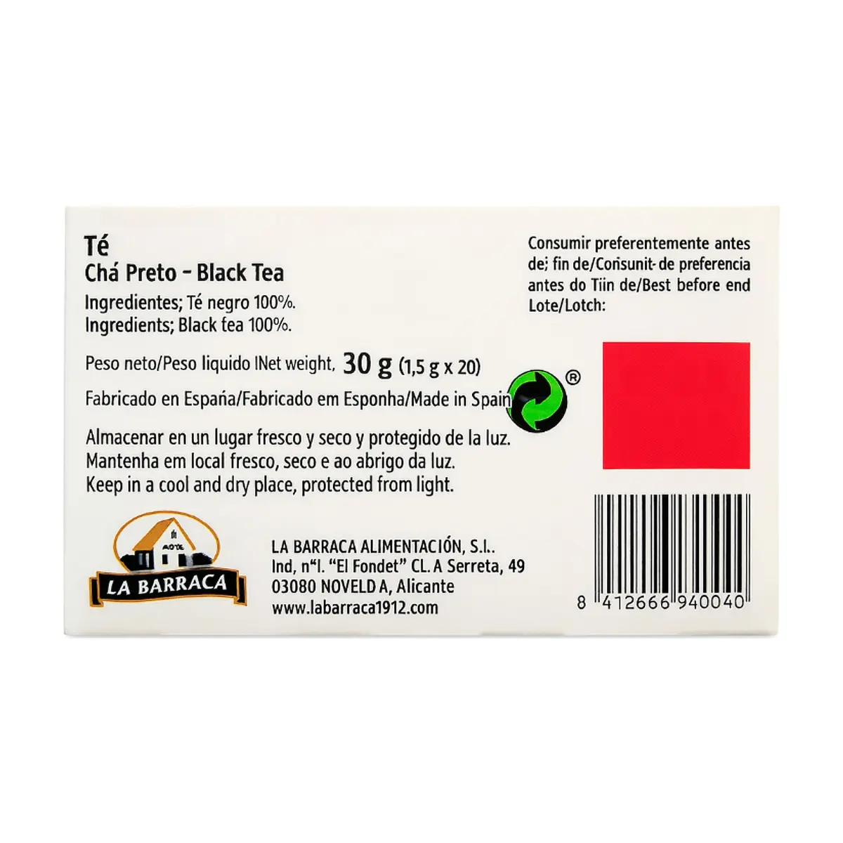 Té negro La Barraca (20 x 1.5 g) - Thumbnail 3