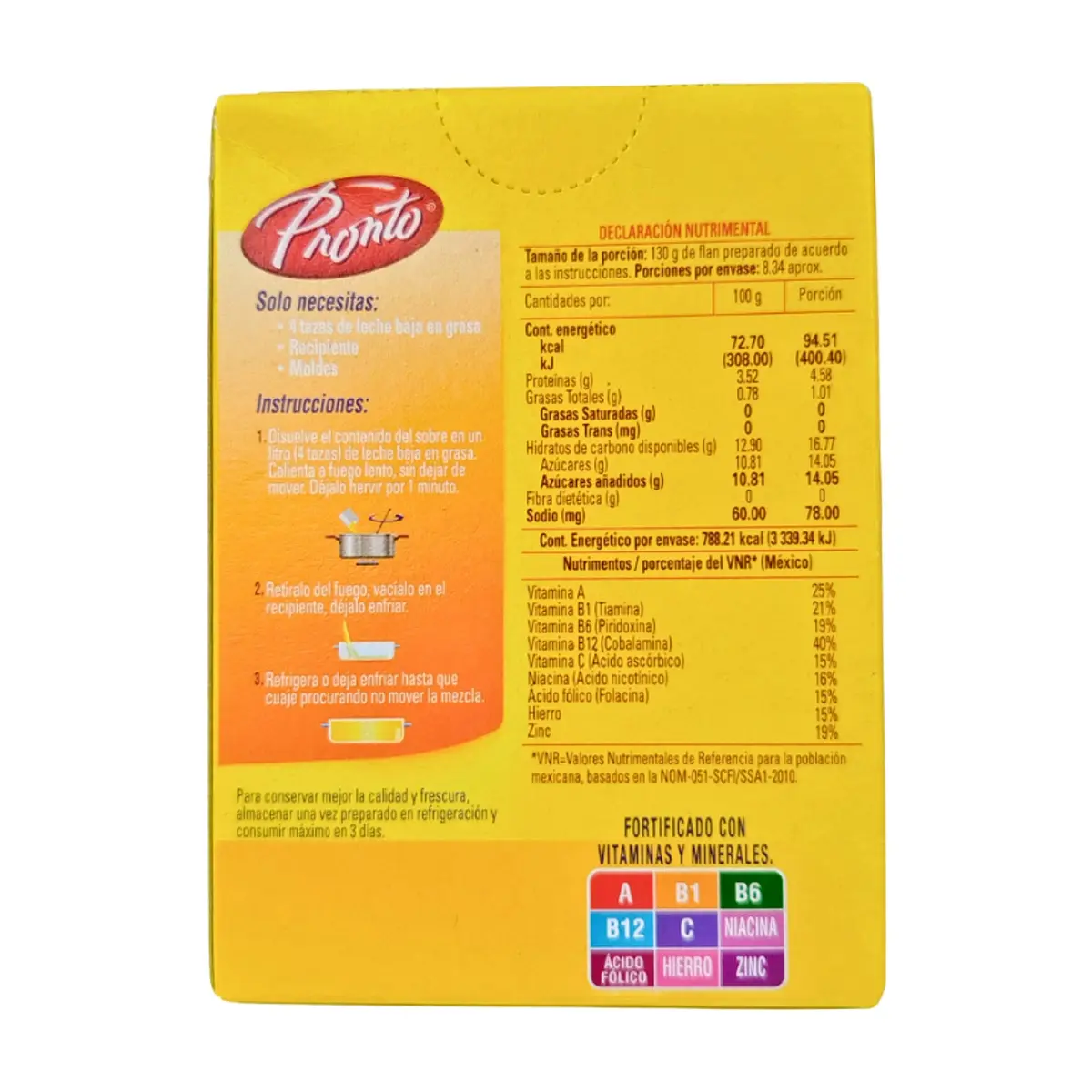 Polvo para preparar postre estilo flan sabor vainilla Pronto (84 g / 2.96 oz) - Thumbnail 4