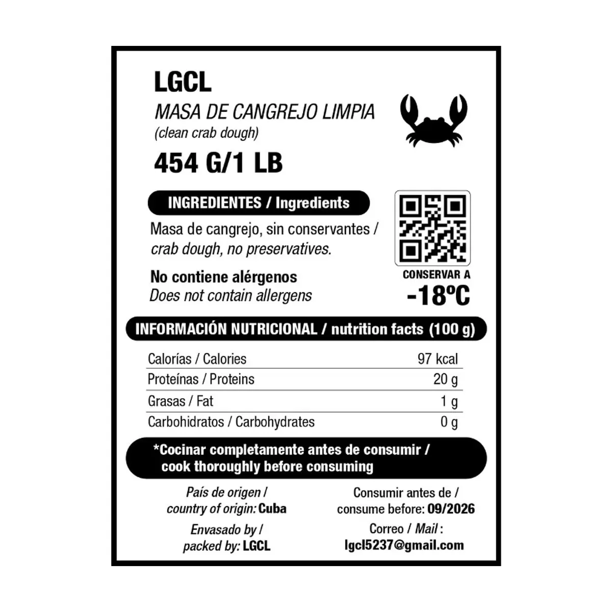 Masas de cangrejo limpia LGCL (454 g / 1 lb) - Thumbnail 4