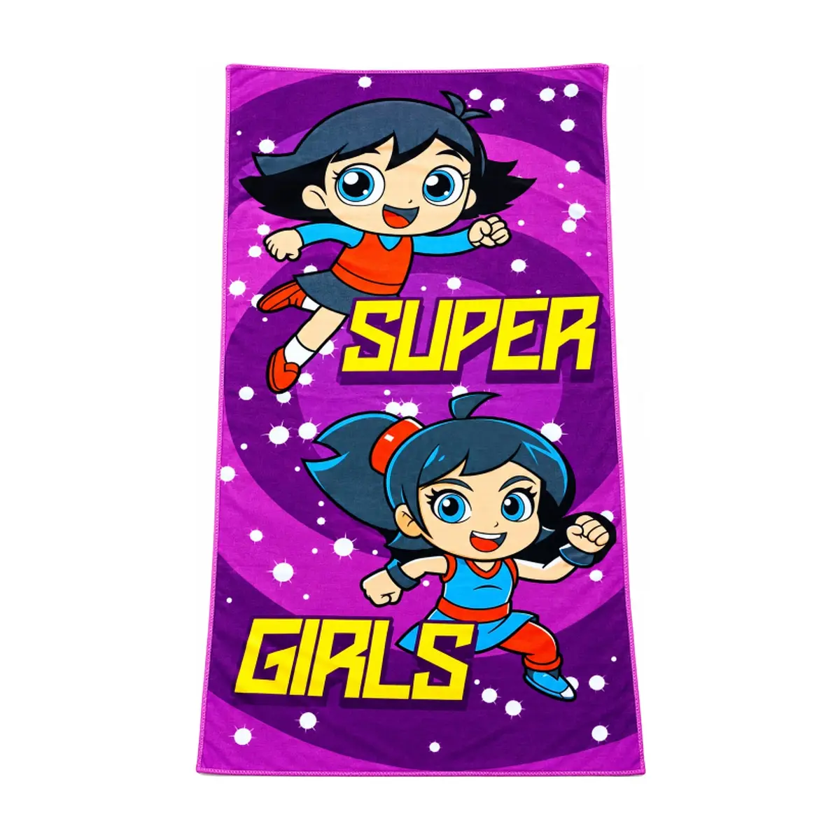 Toalla morada de las super chicas de 70 cm x 140 cm Colibrí