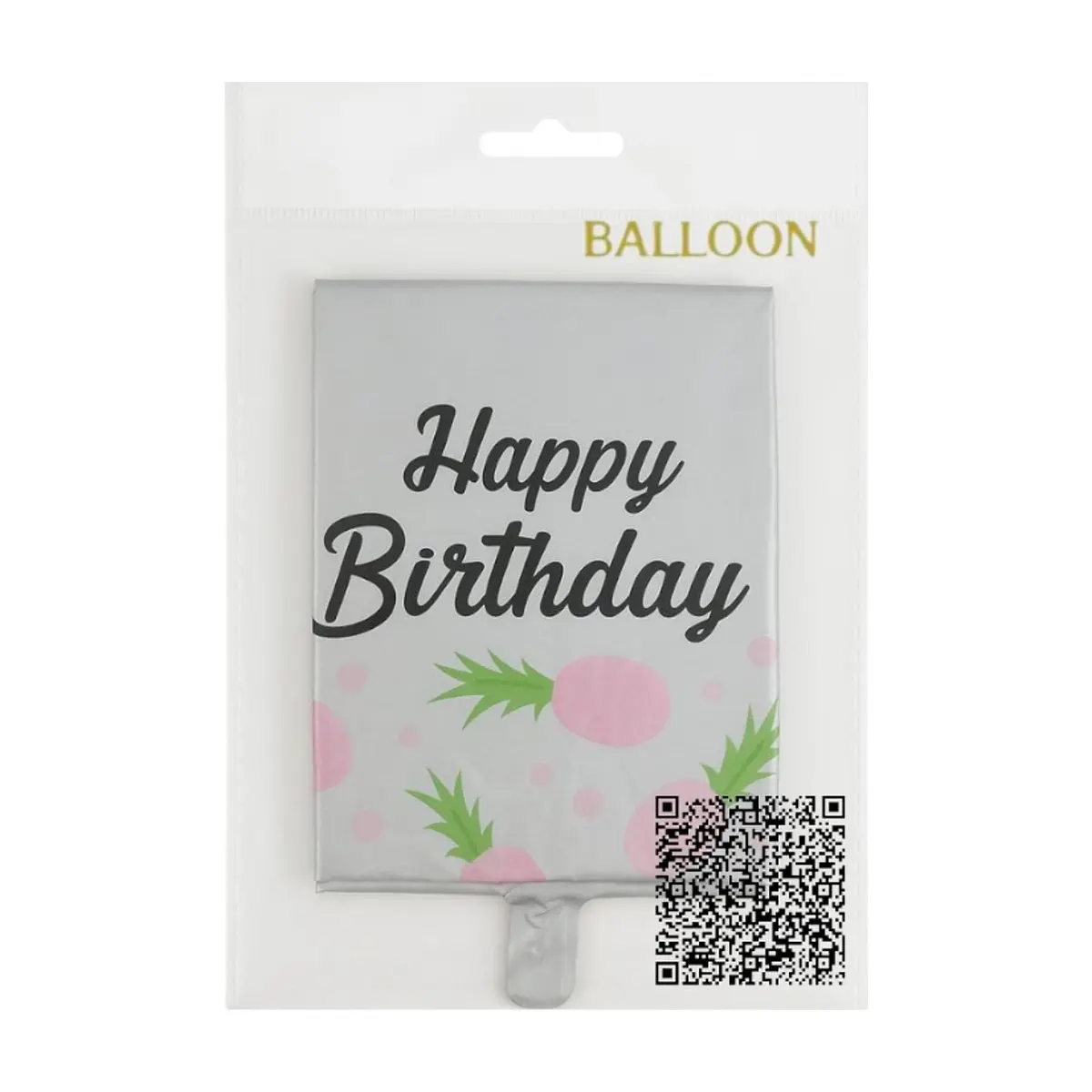 Globo redondo con diseño de piñas rosadas y cartel de Happy Birthday 18 pulgadas Ballon - Thumbnail 2