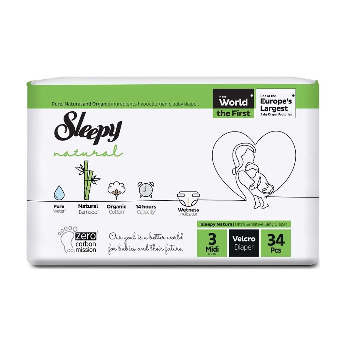 Pañal Sleepy Natural Organic Etapa 3 Midi (34 Uds)