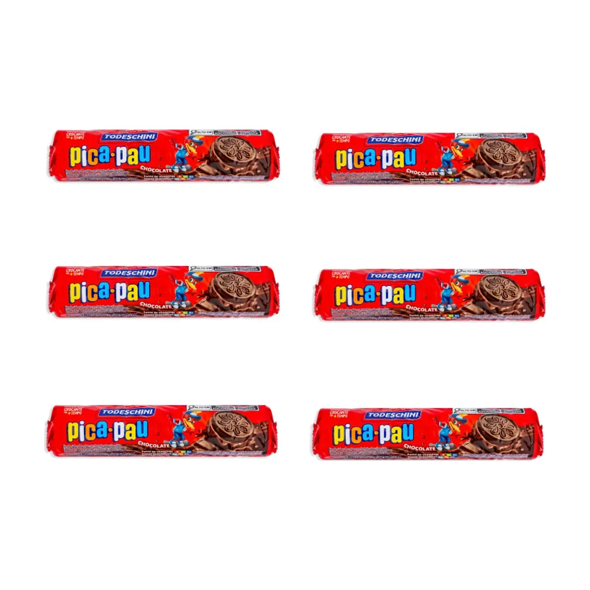 Galletas de chocolate con relleno sabor a chocolate Pica Pau Todeschini (6 x 115 g / 4.06 oz)