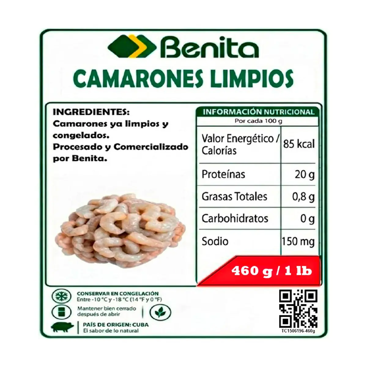 Camarones limpios y congelados Benita (460 g / 1 lb) - Miniatura 4