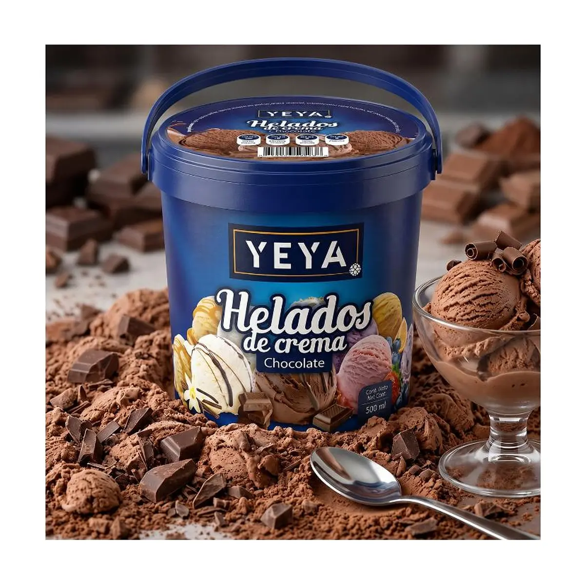 Helado de crema sabor a chocolate YEYA (500 ml) - Thumbnail 5