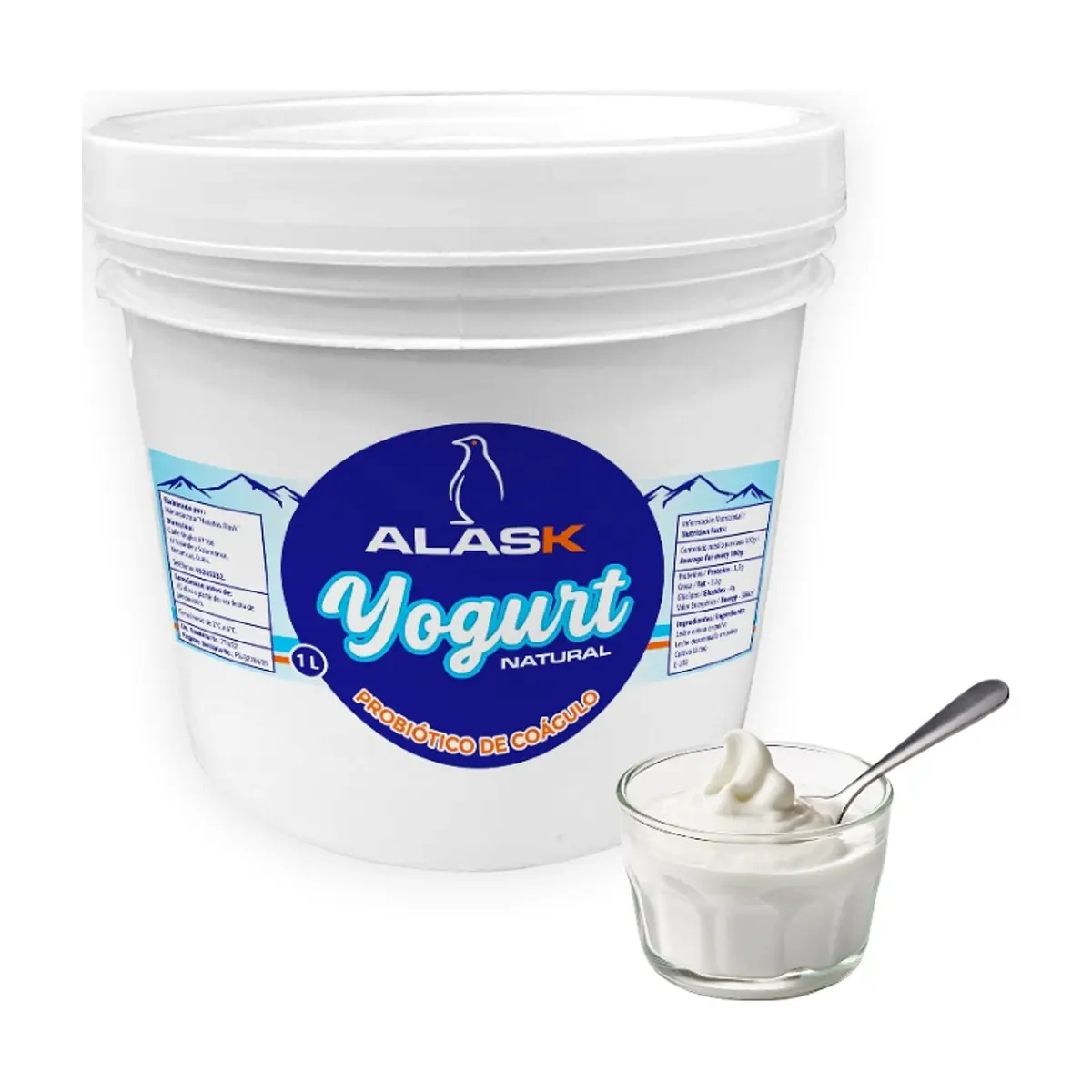 Yogurt probiótico de coágulo sabor natural Alask (1 L)