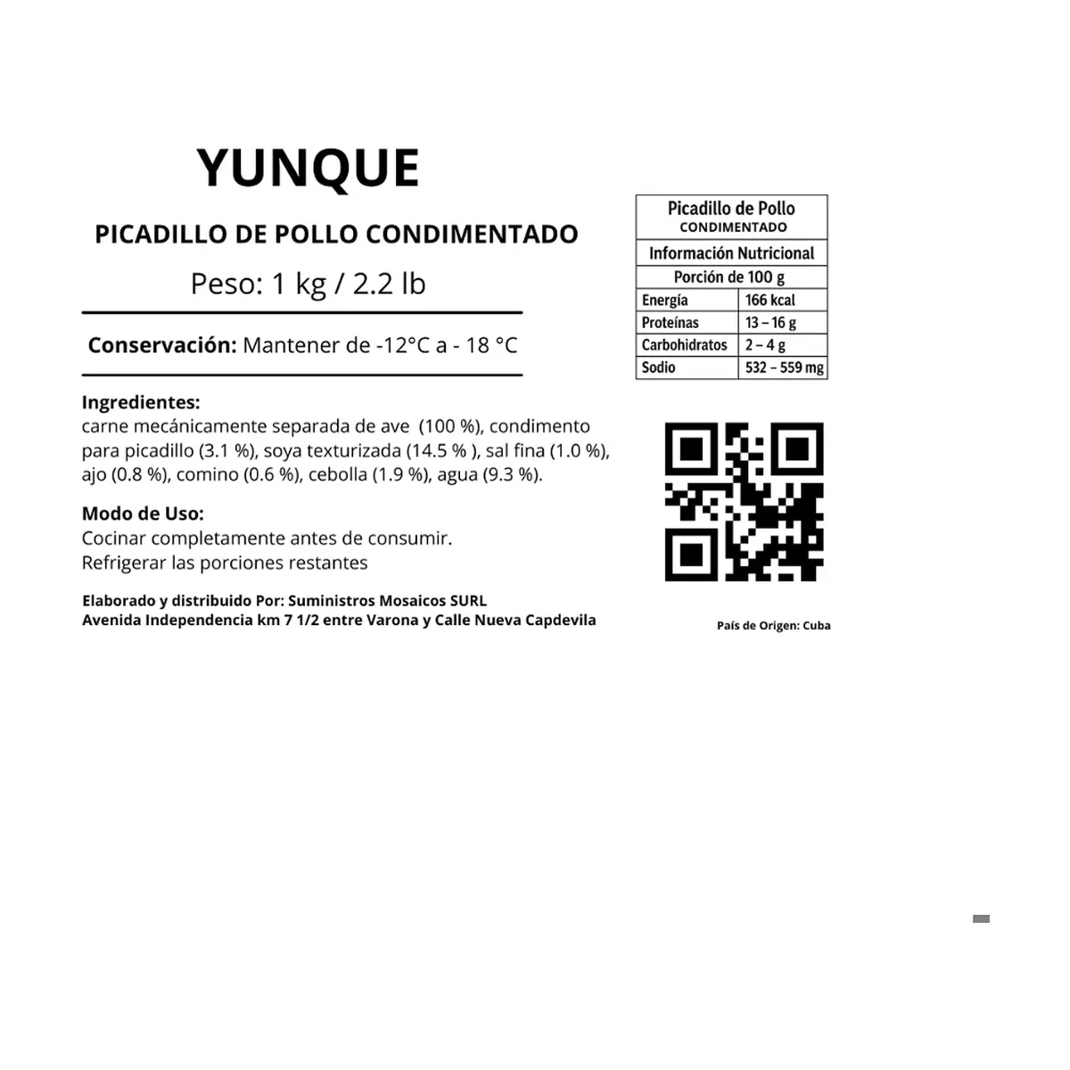 Picadillo de pollo condimentado Yunque (1 kg / 2.2 lb) - Thumbnail 2