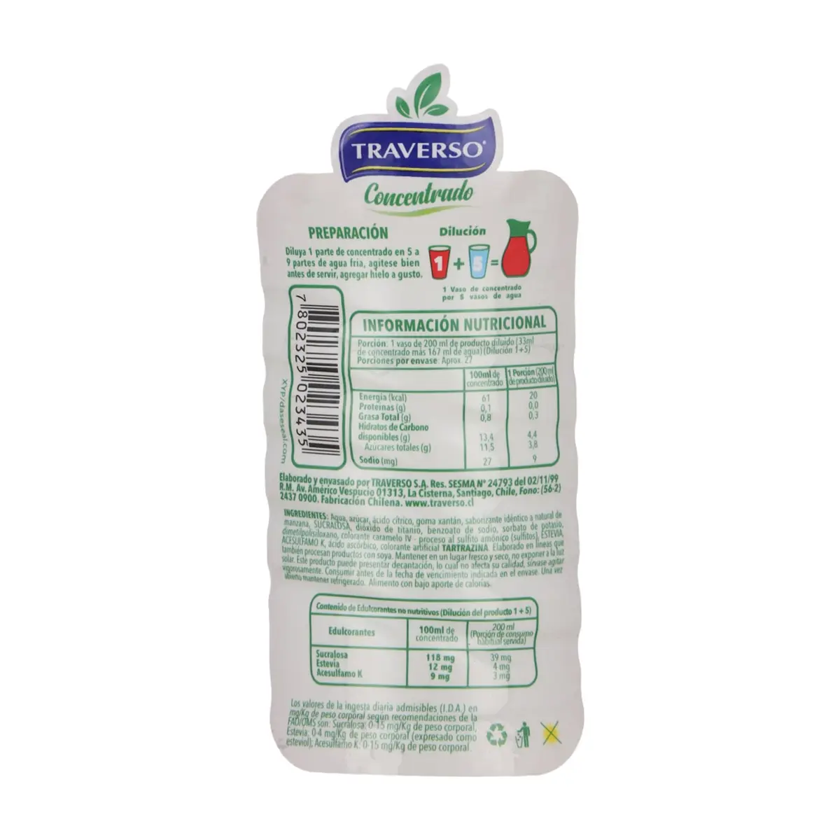 Jugo concentrado sabor manzana Traverso (900 ml) - Thumbnail 3