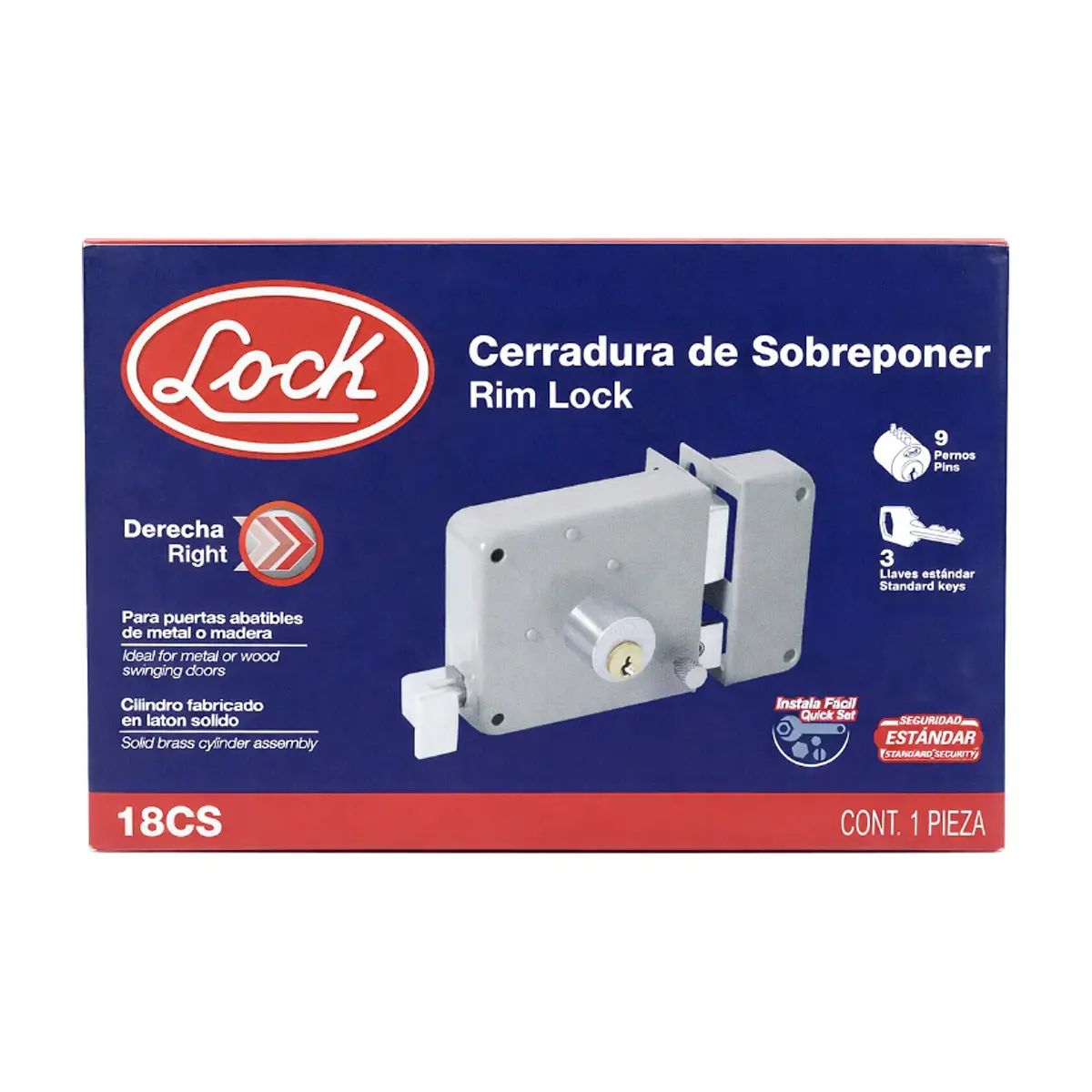 Cerradura de sobreponer función instala fácil 18CS Lock - Thumbnail 2