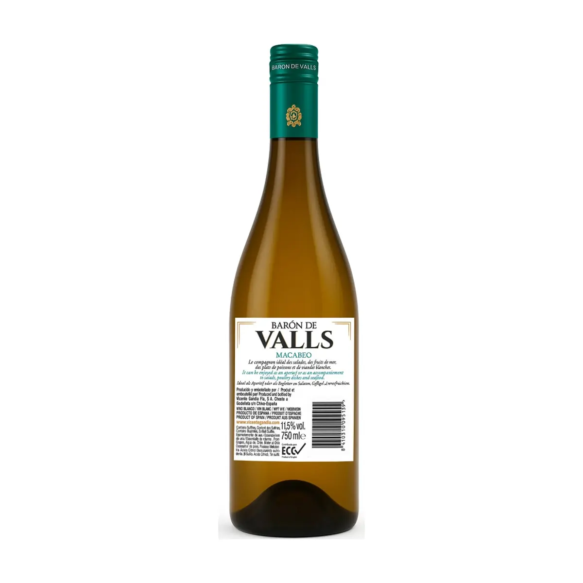 Vino blanco Macabeo Barón de Valls (750 ml) - Thumbnail 5