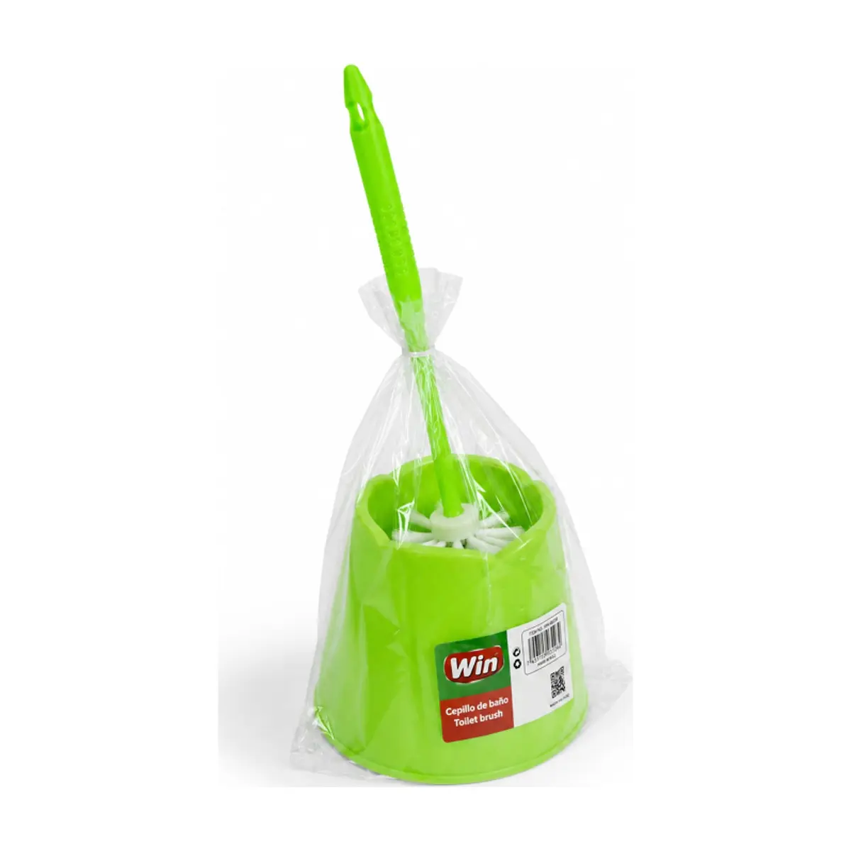 Escobilla de baño de plástico verde con mango y soporte Win (1 U) - Thumbnail 2